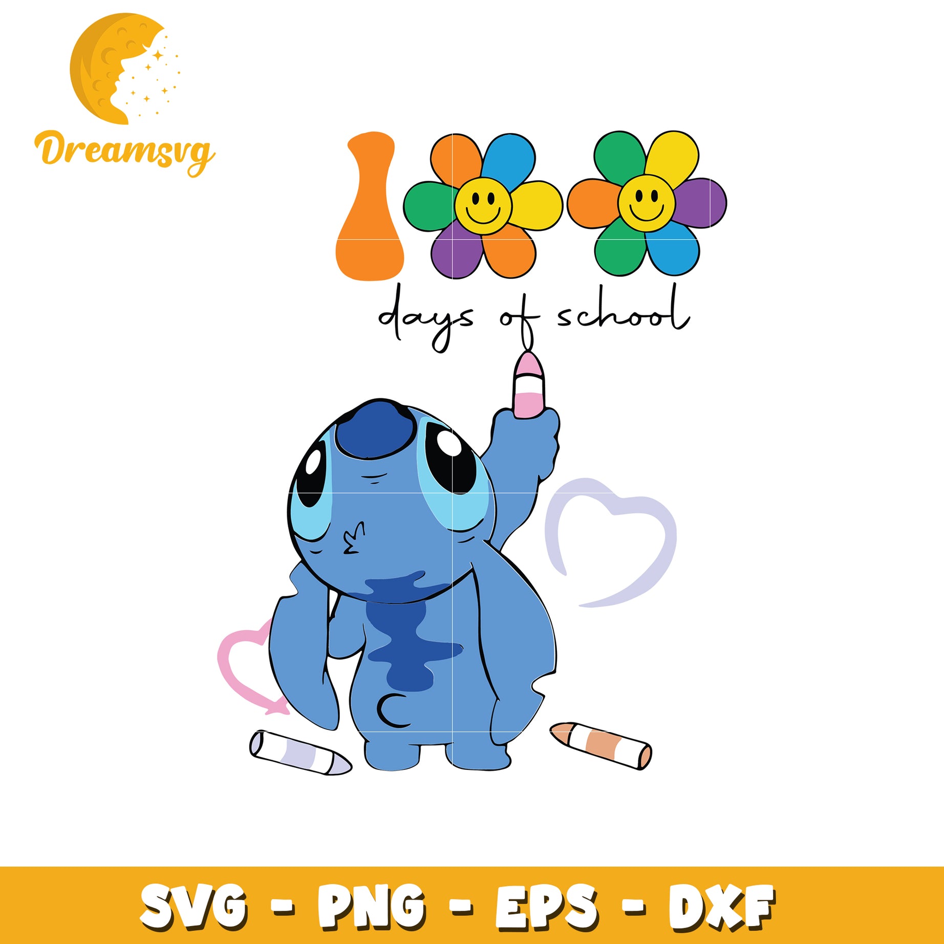 100 Days of School SVG Cute Blue Character Design File