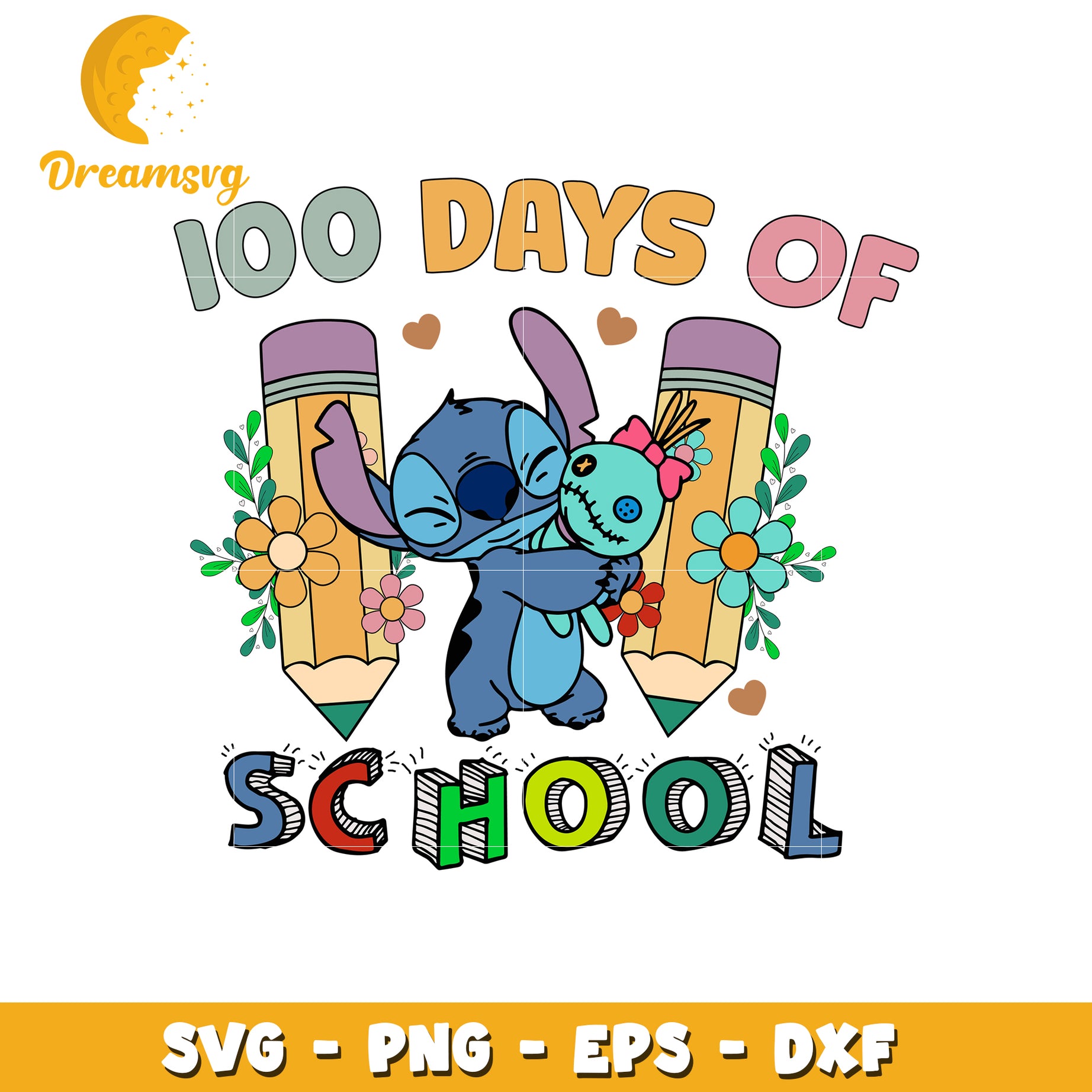 100 Days of School SVG Cute Character Design for Kids