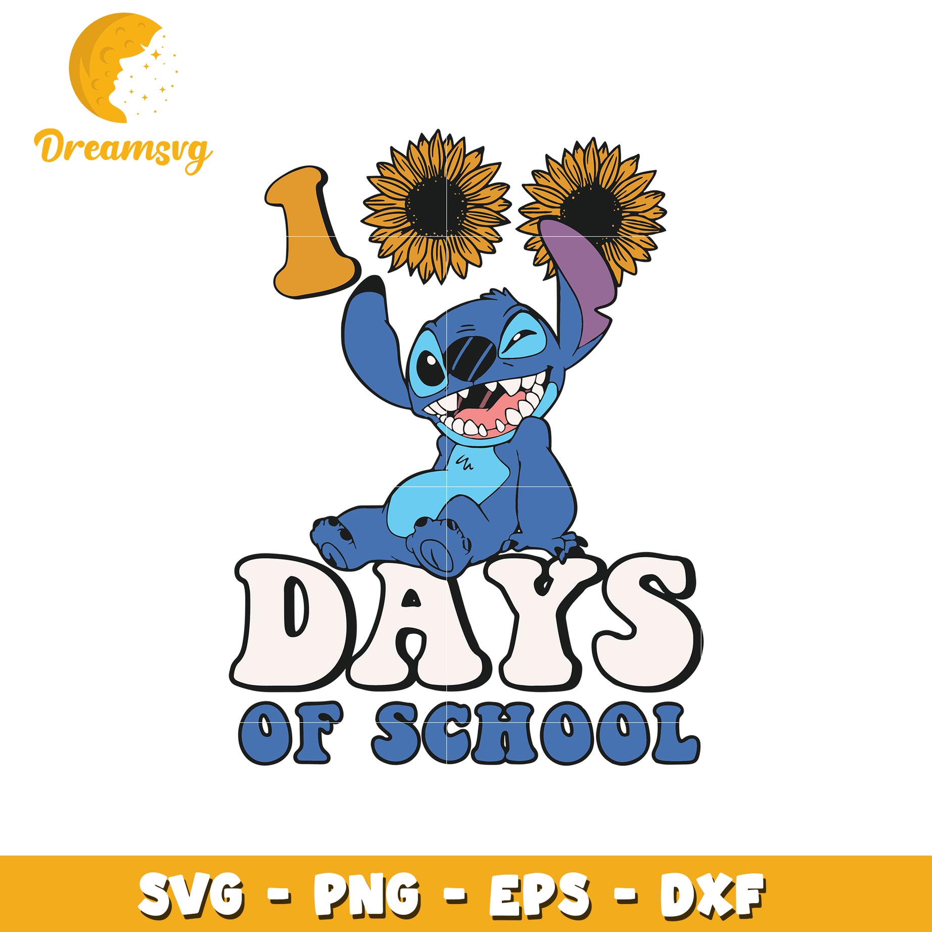 100 Days of School SVG Cute Stitch Character Design