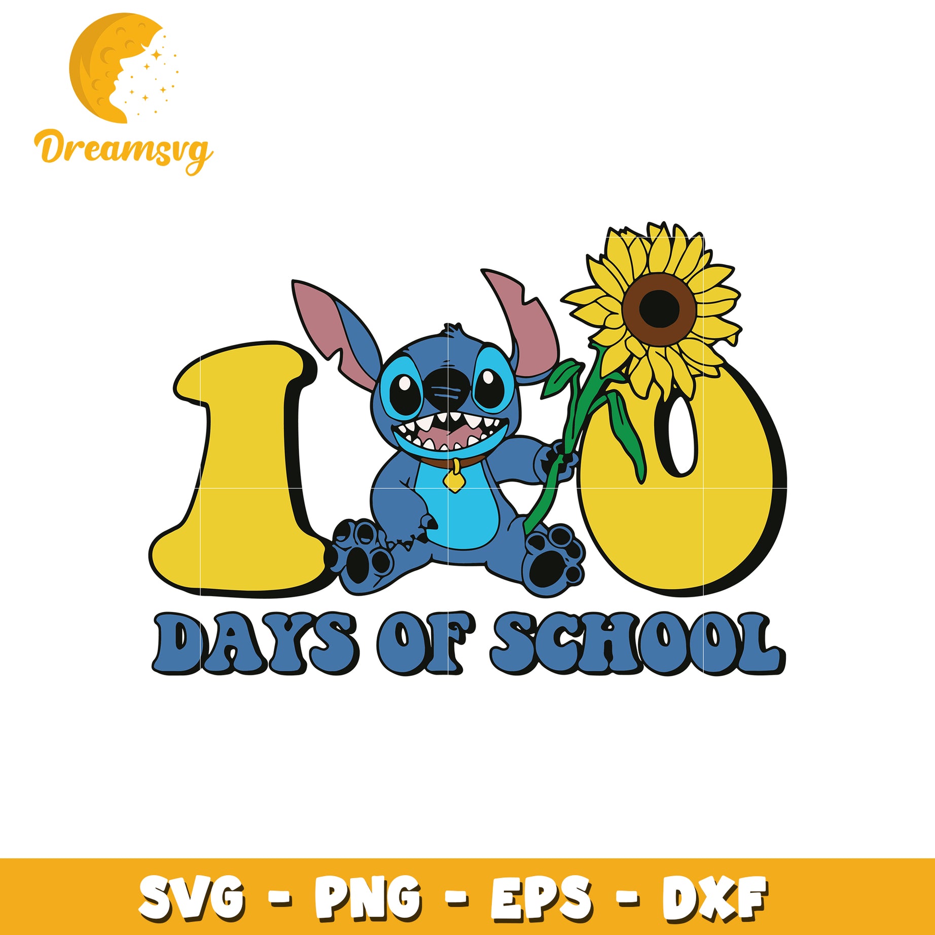 100 Days of School SVG Design with Cute Alien Character