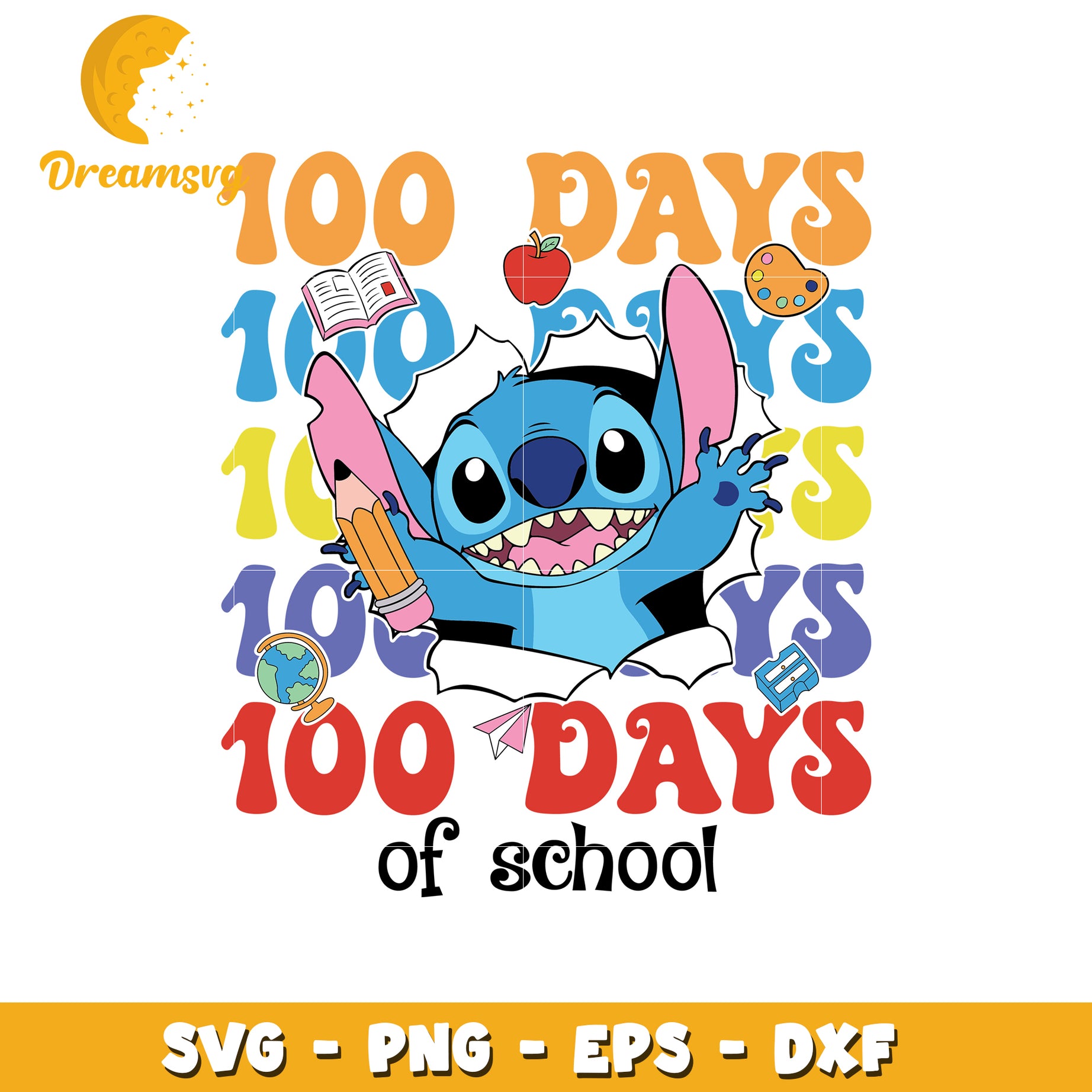 100 Days of School SVG Design with Fun Character Theme