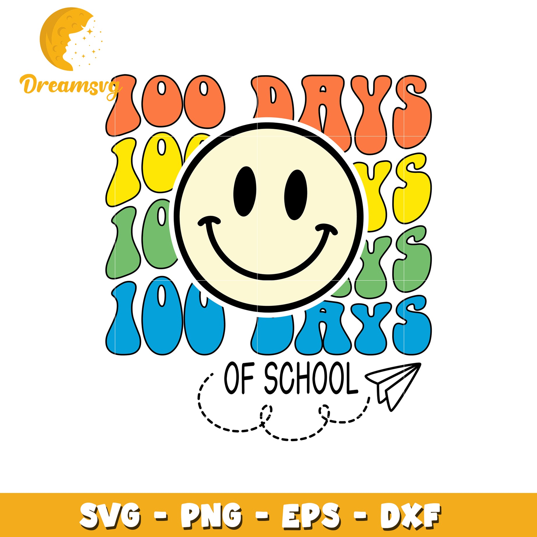 100 Days of School SVG Smiley Face Design for Kids Fun