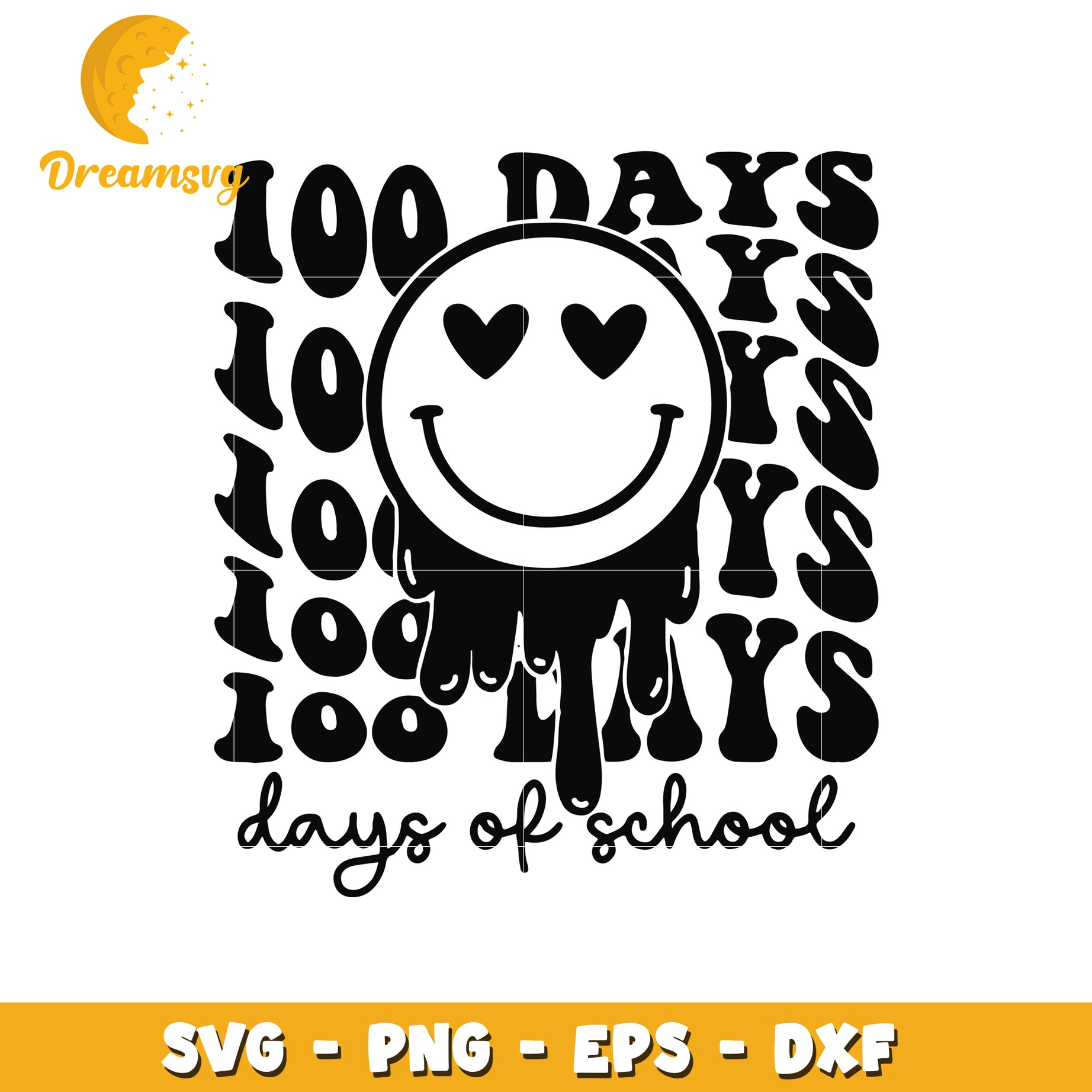 100 Days of School SVG Smiling Heart Emoji Design