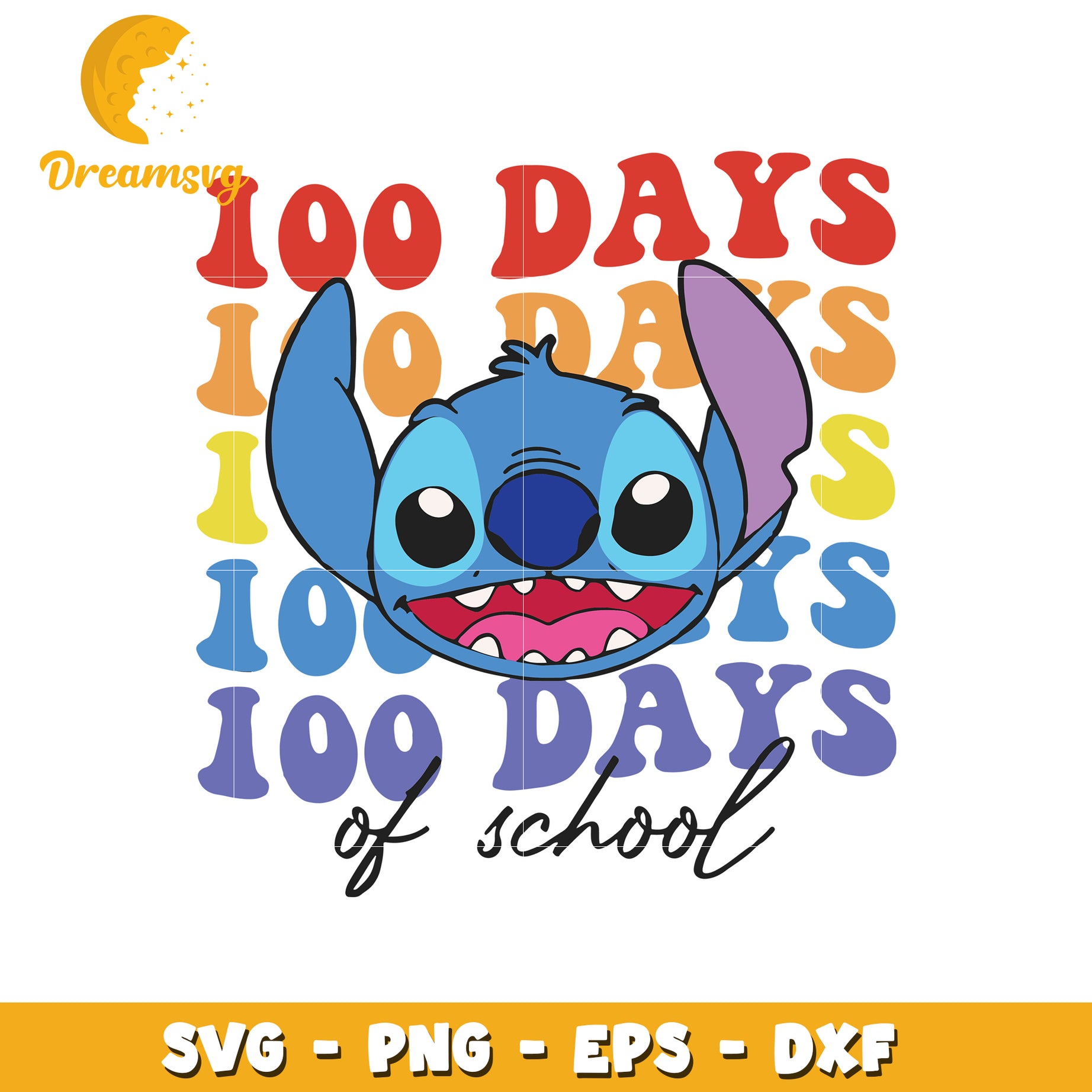 100 Days of School SVG with Cute Cartoon Character Design