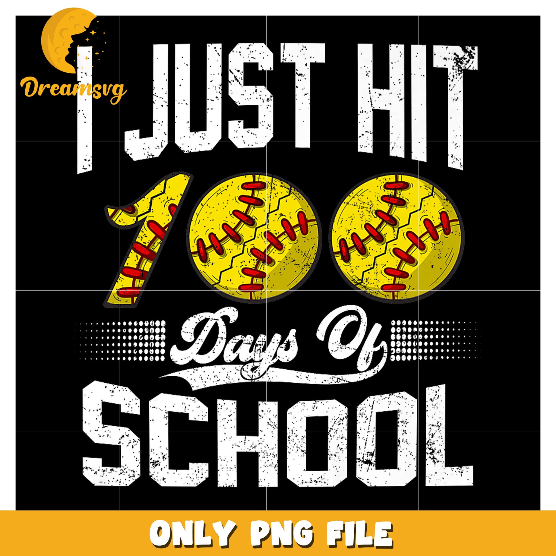 100 Days of School Softball PNG