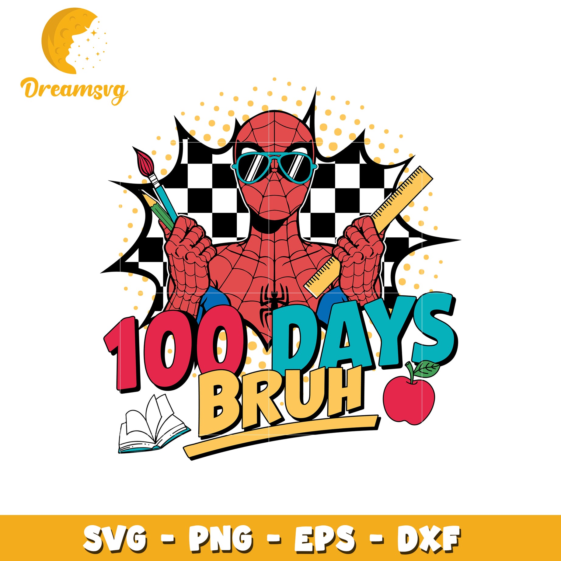 100 Days of School Spiderman SVG Cut File