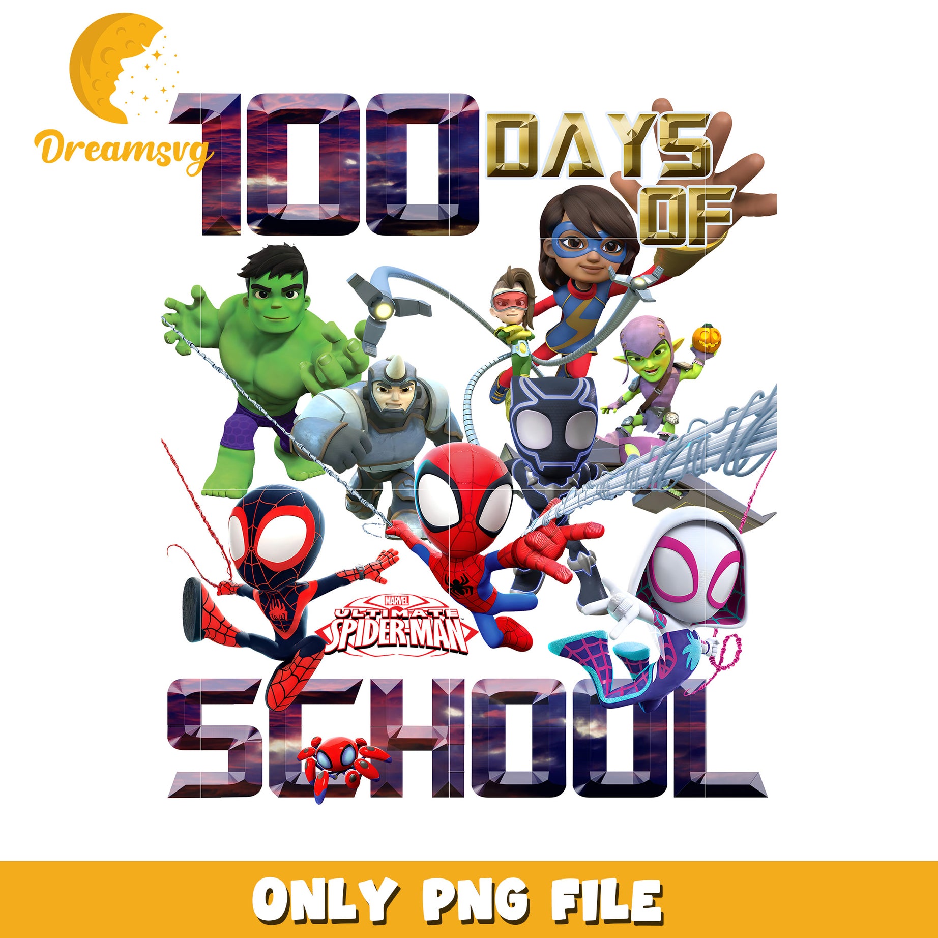 100 Days of School Superhero PNG