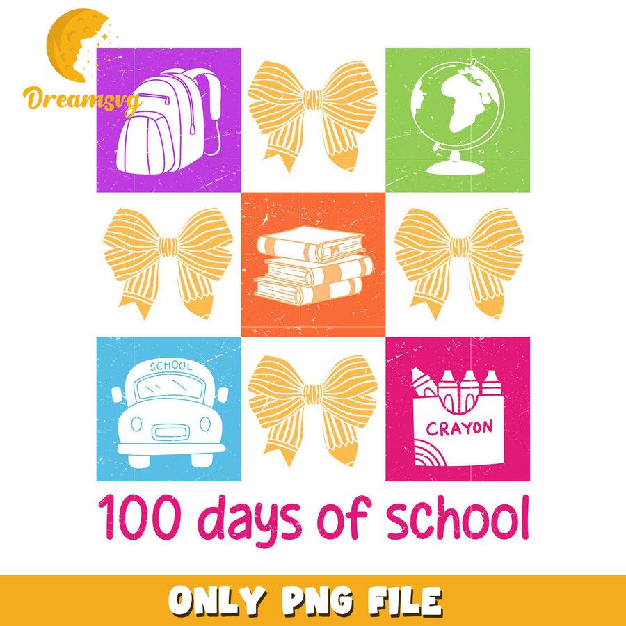 100 Days of School Themed PNG for Fun Education