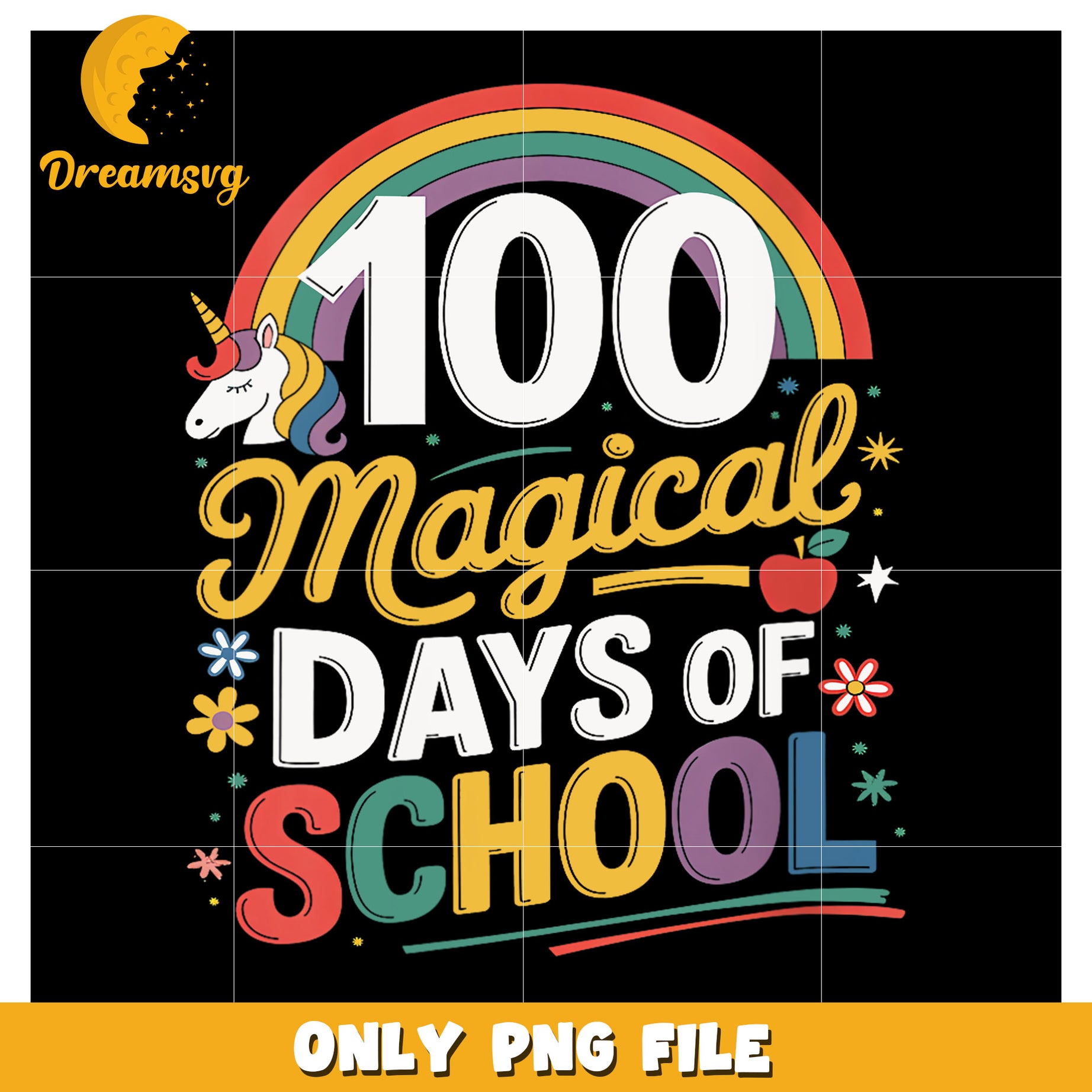 100 Days of School Unicorn PNG