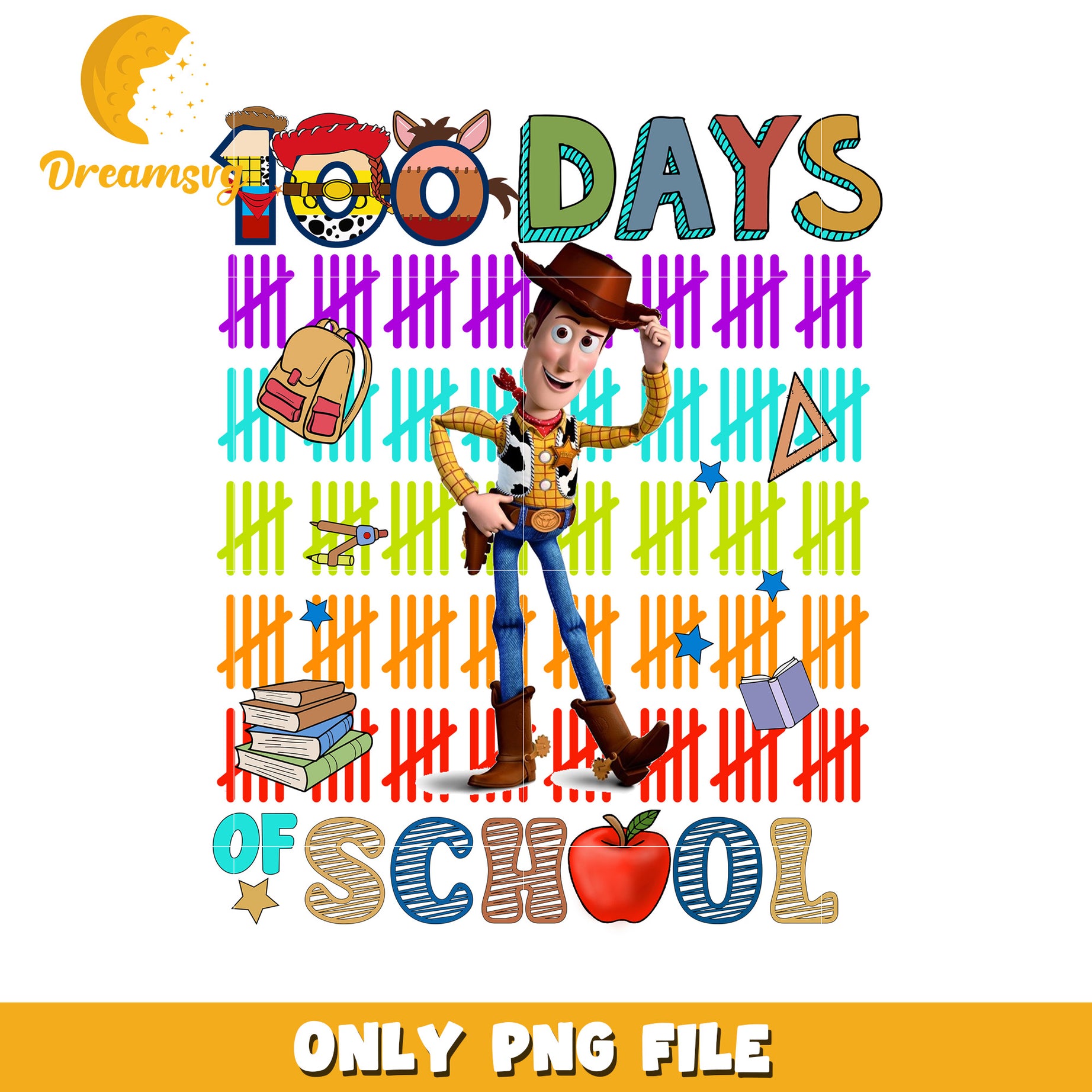 100 Days of School Woody PNG