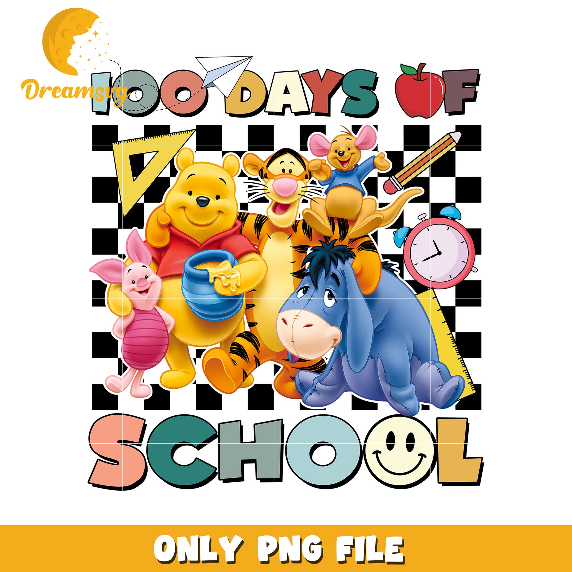 100 Days of School with Winnie the Pooh PNG File Download