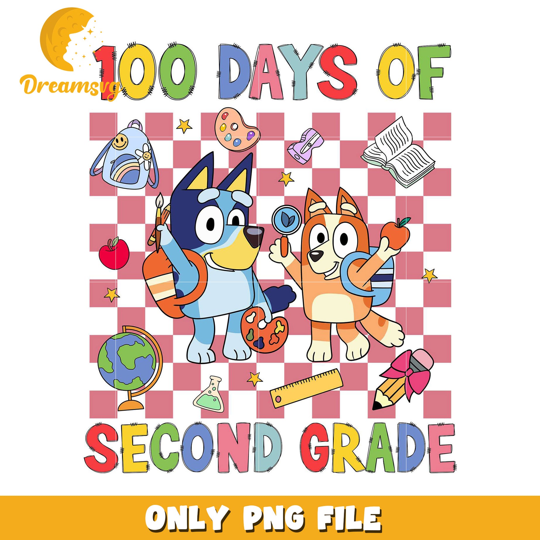 100 Days of Second Grade PNG Digital Download Image