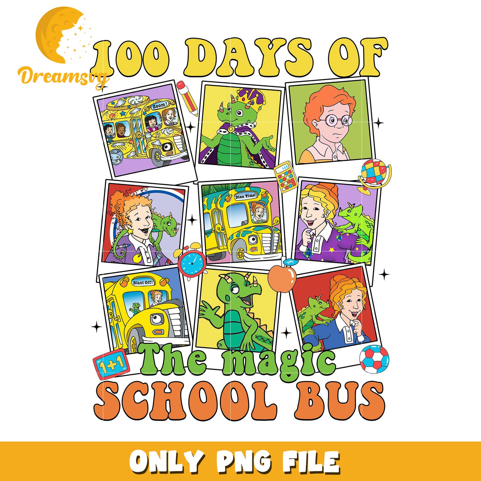 100 Days of The Magic School Bus PNG Artwork