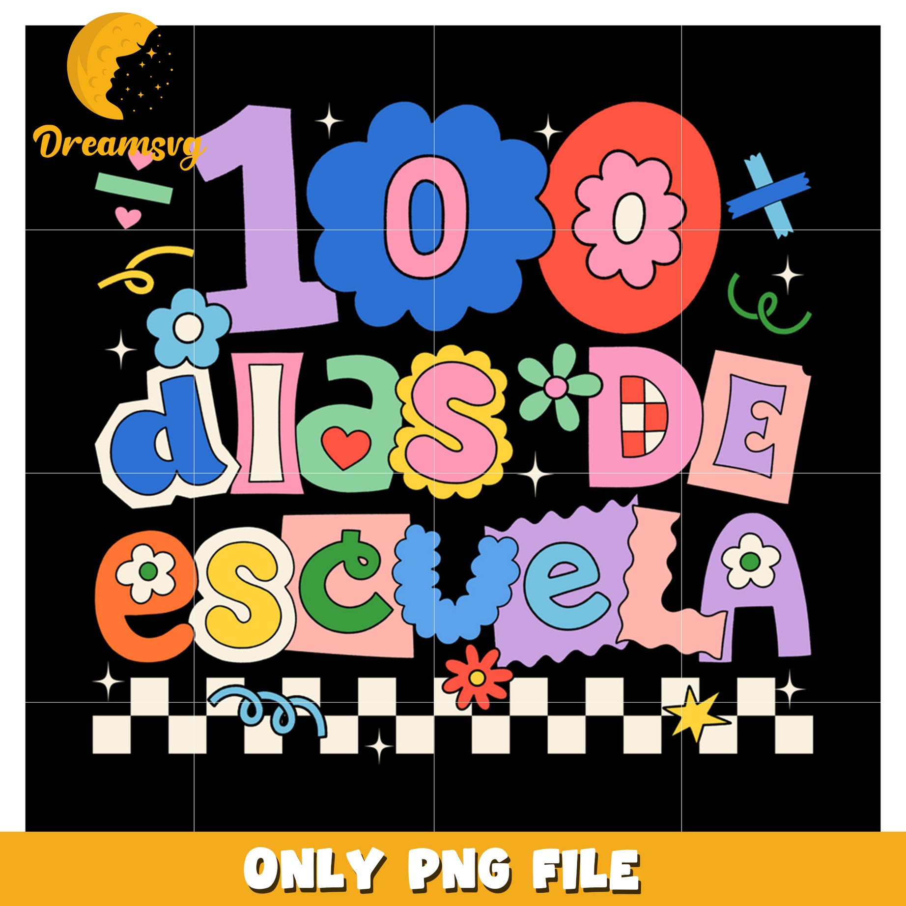 100 Dias de Escuela Colorful PNG File for Celebrations and Crafts