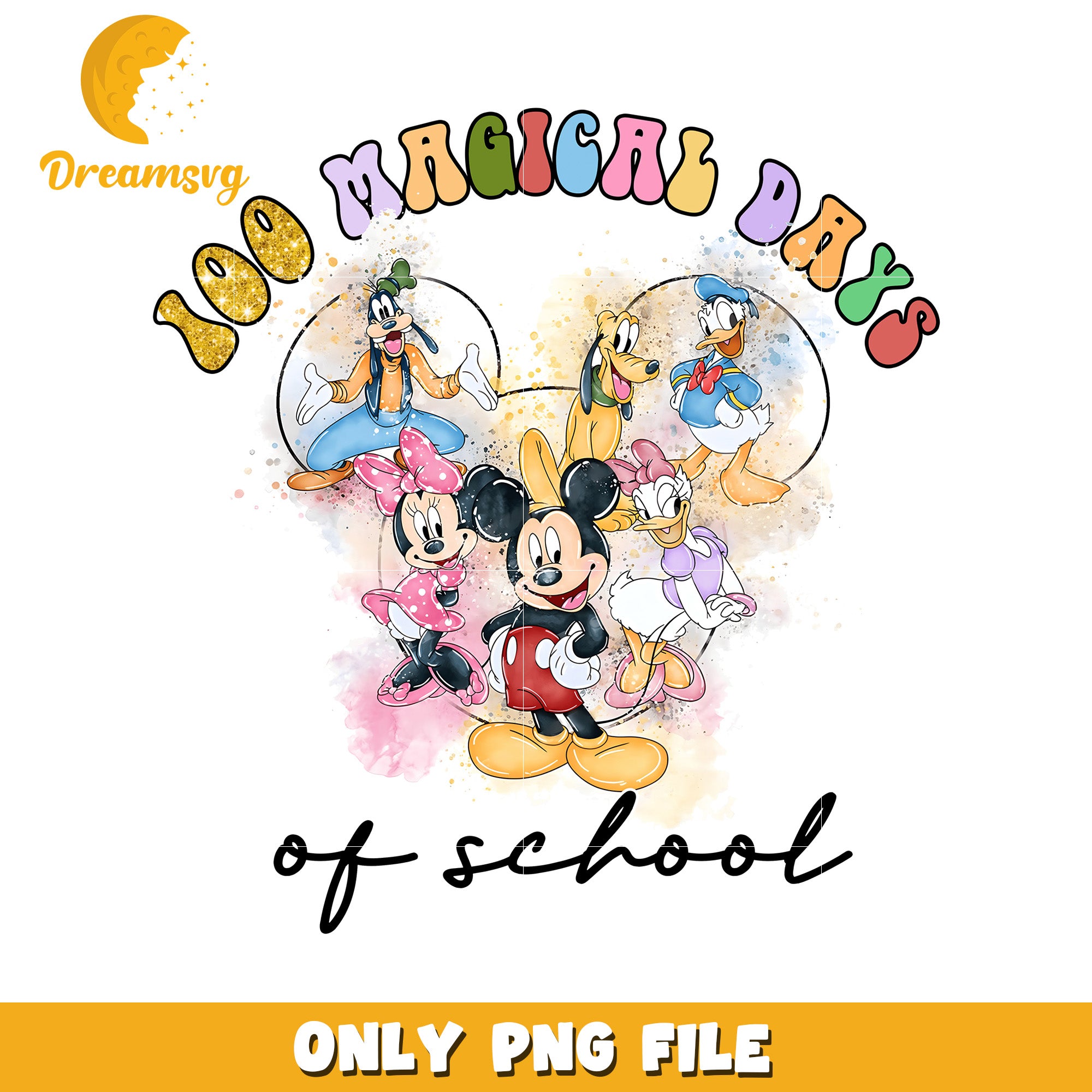 100 Magical Days of School PNG File for Kids Designs