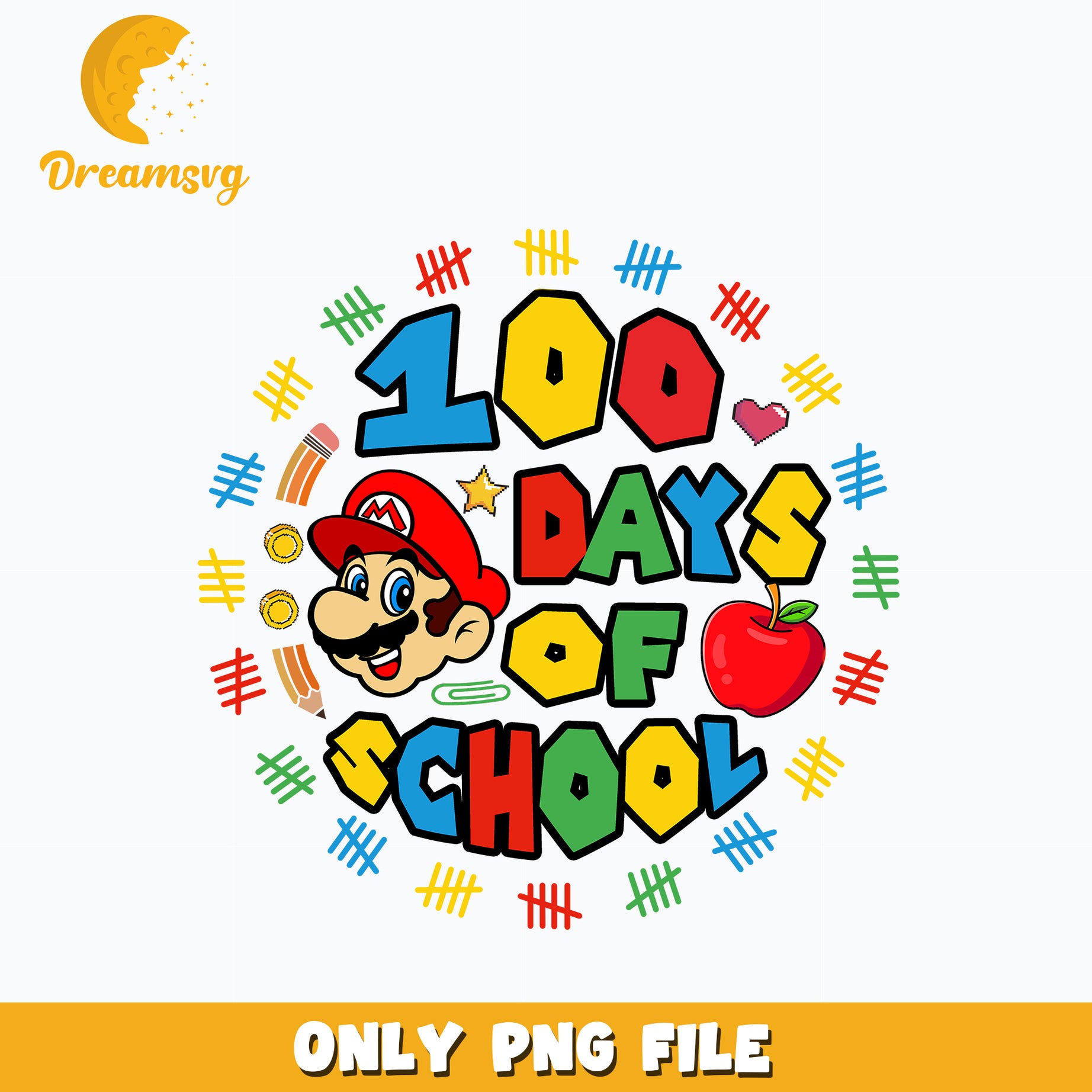 100 days of school Mario Png