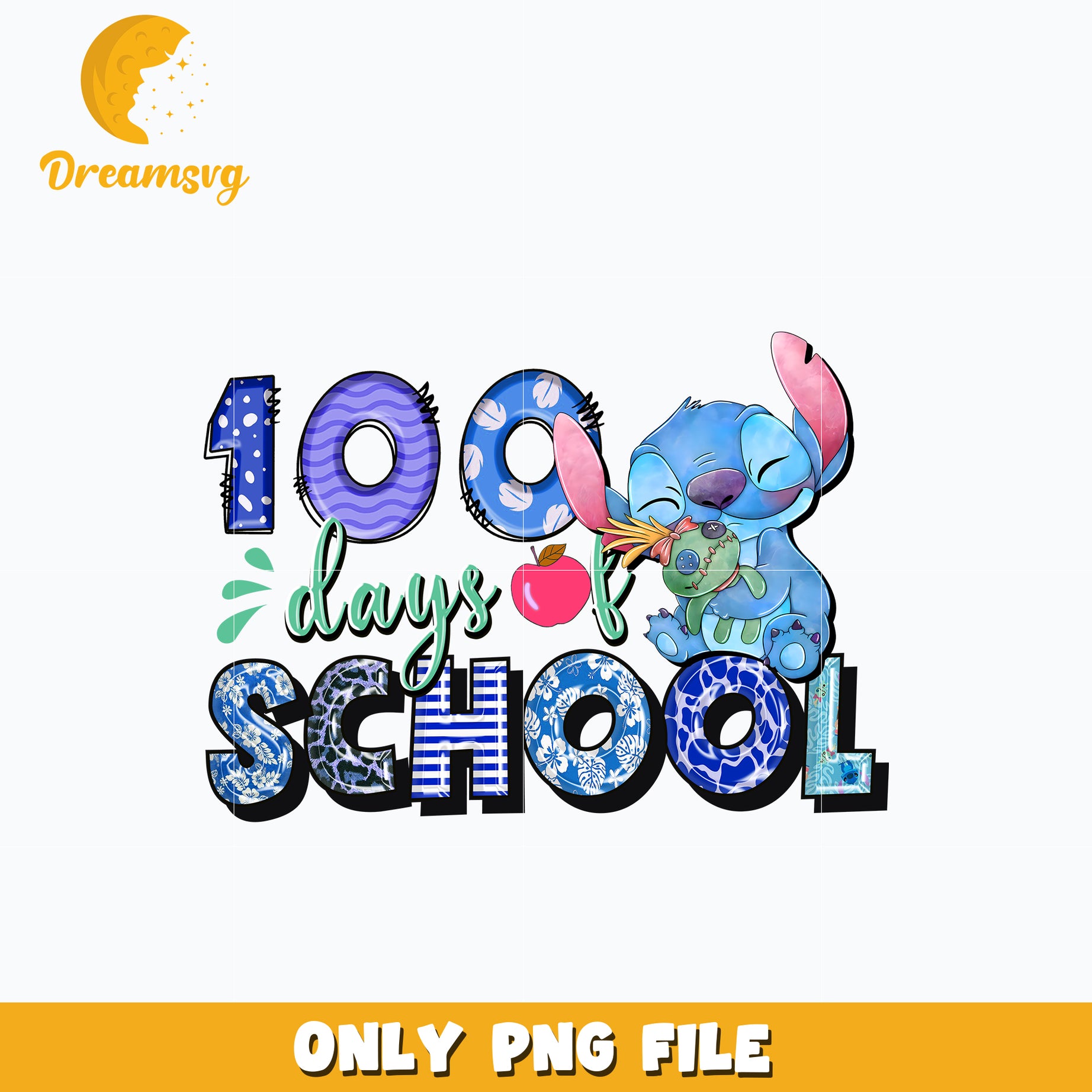 100 days of school stitch Png
