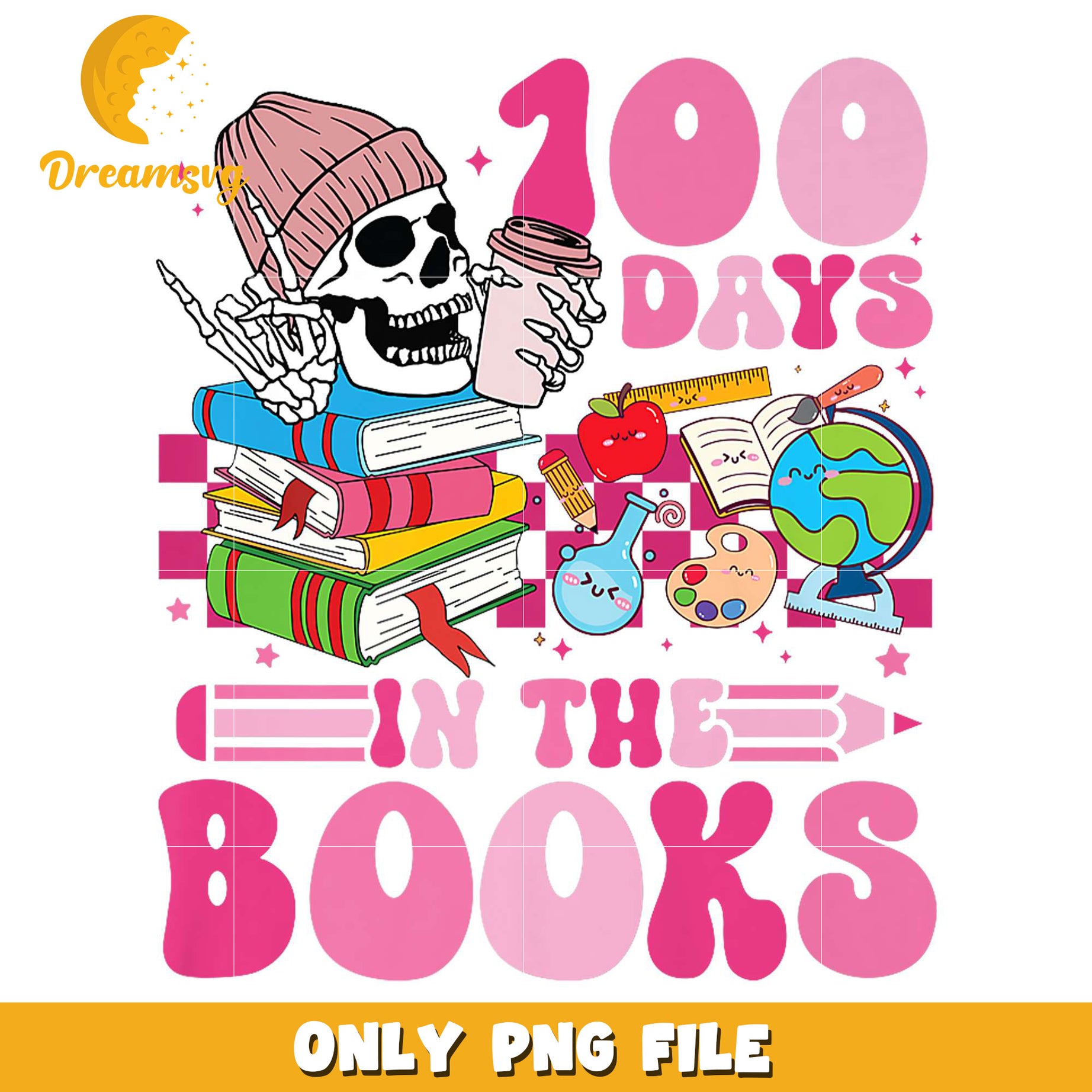 100 days in the books png, reading teacher skeleton png, valentine png