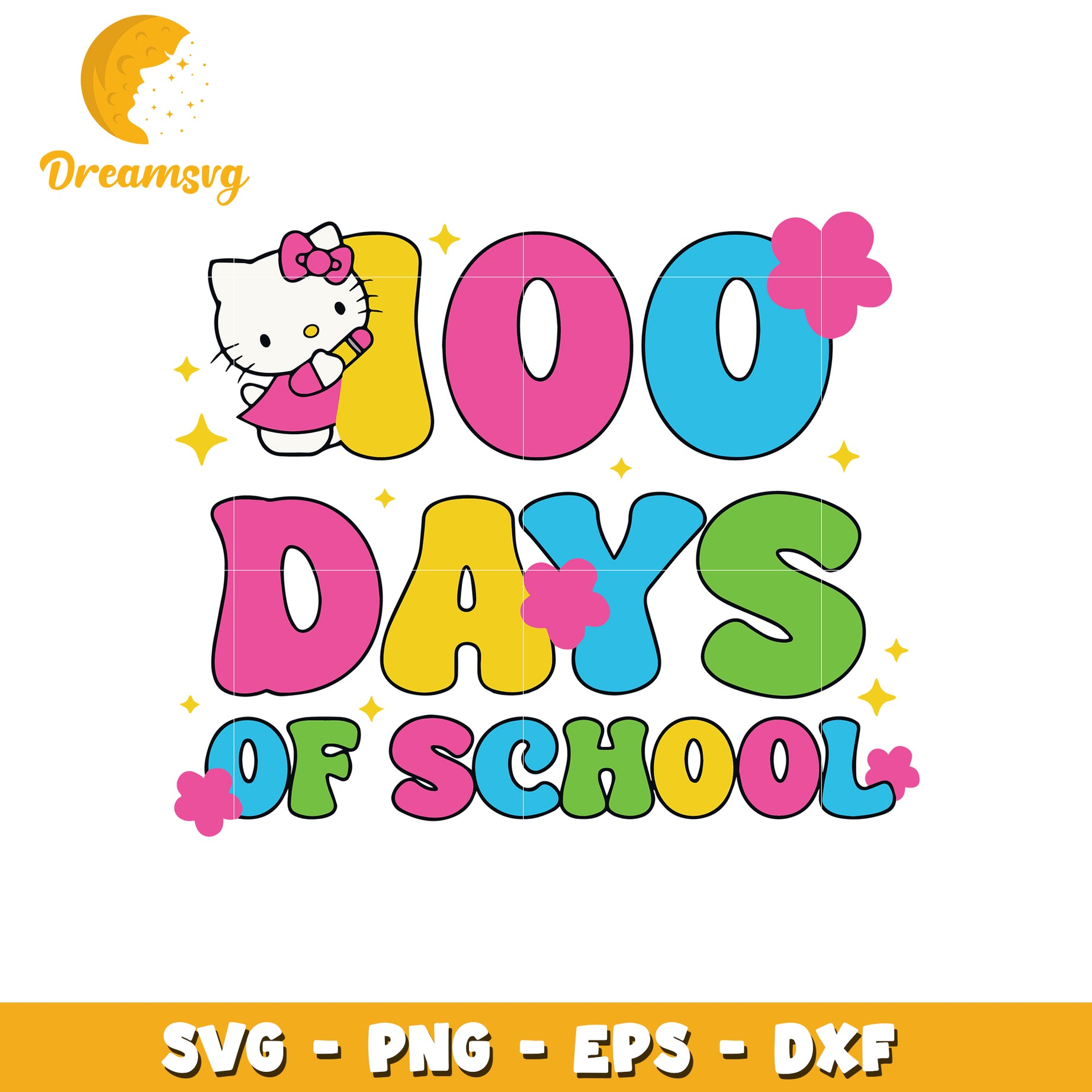 100 days of school hello kitty svg, hello kitty svg, hello kitty toys​ svg