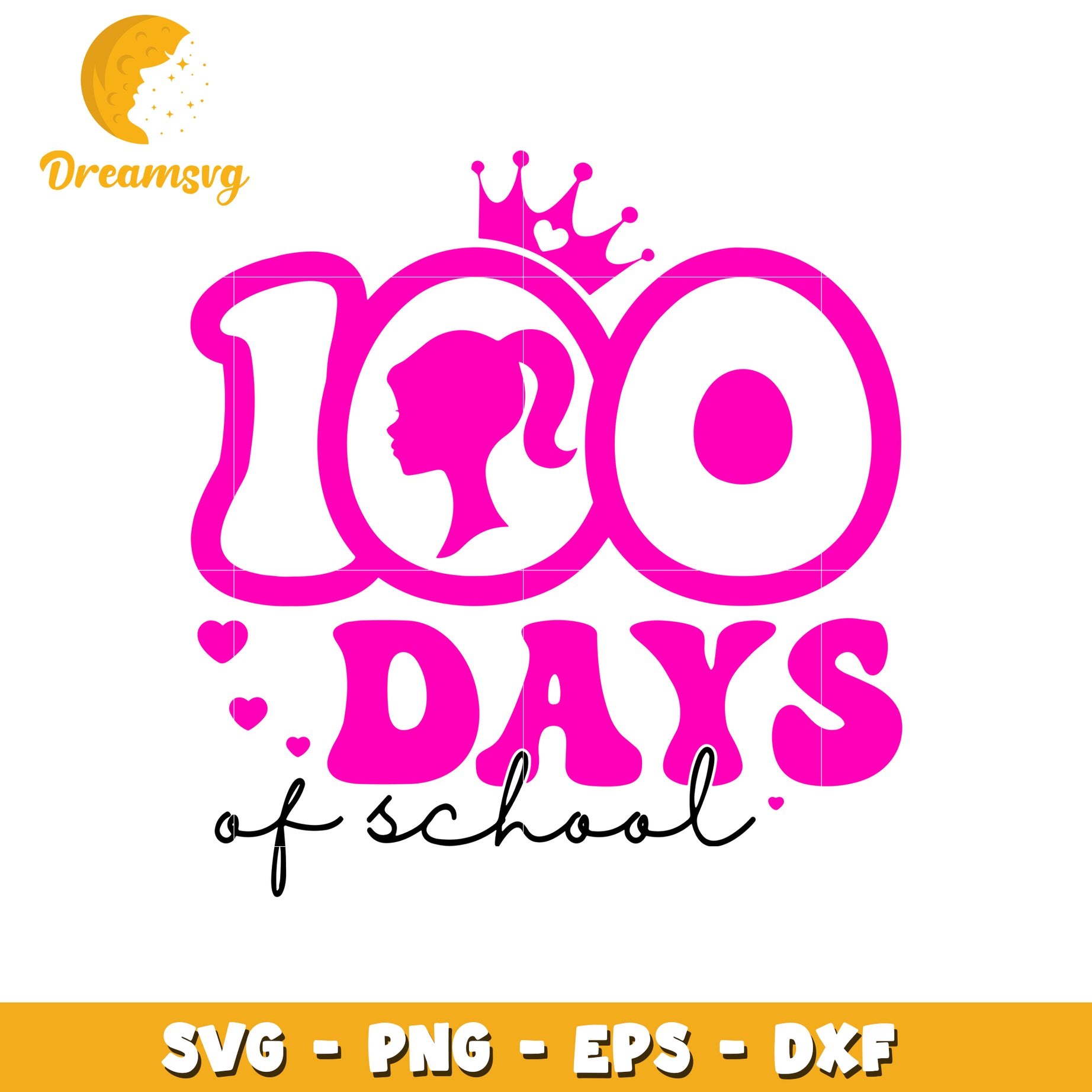 100 days of school princess svg, school day svg, first day of school​ svg