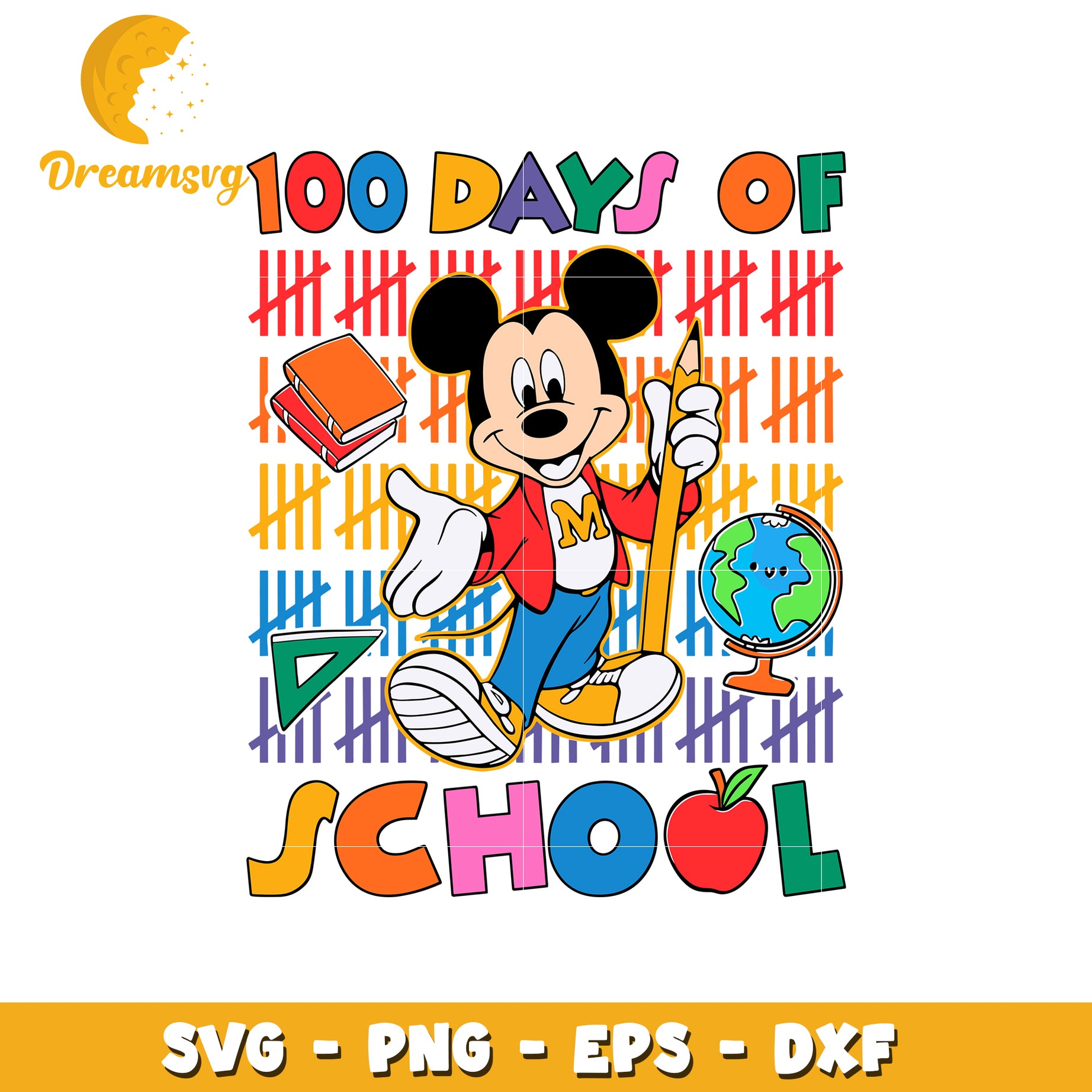 100 days of school svg, mickey character svg, school days svg