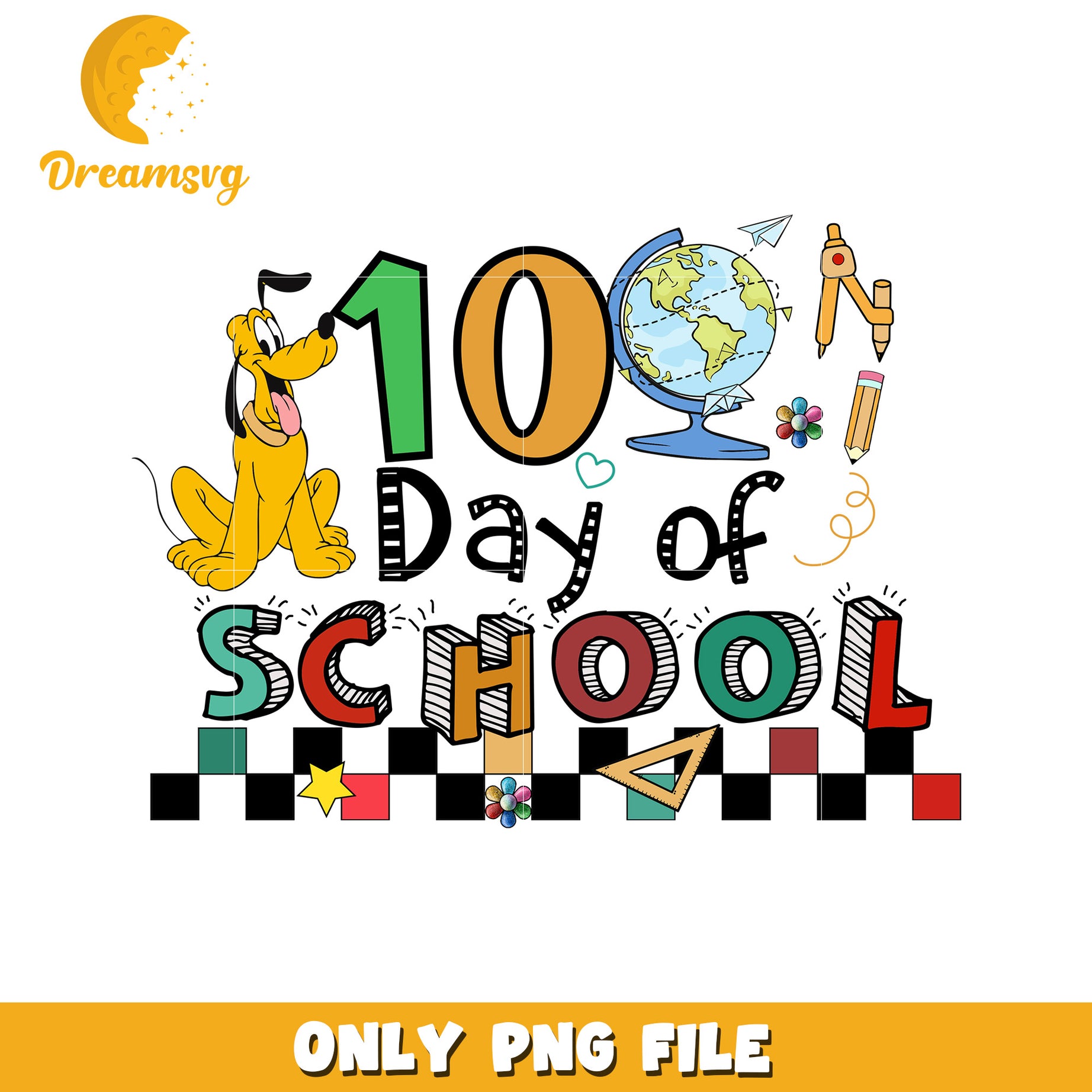 100th Day School PNG Pluto