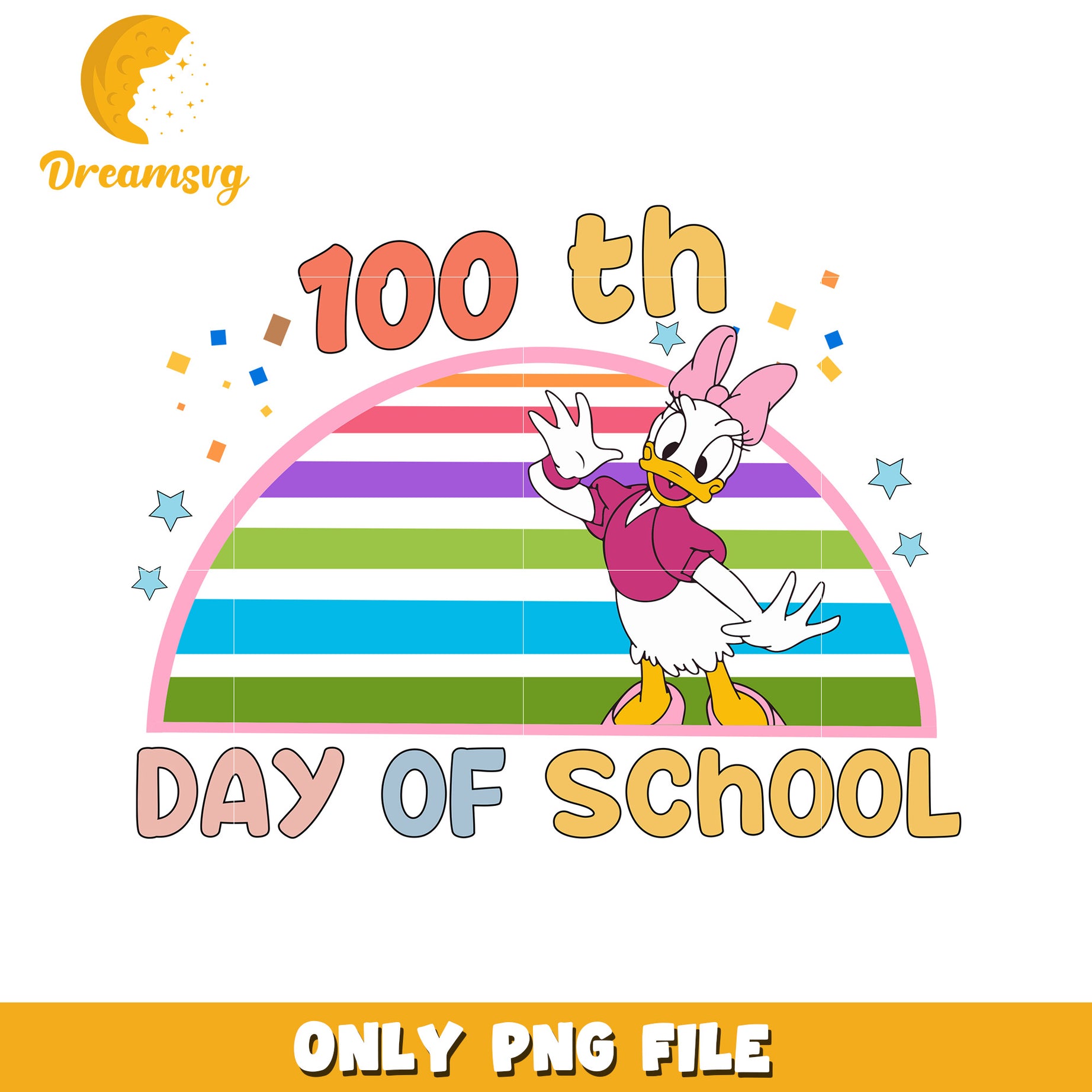 100th Day of School Daisy Duck PNG File for Kids Fun