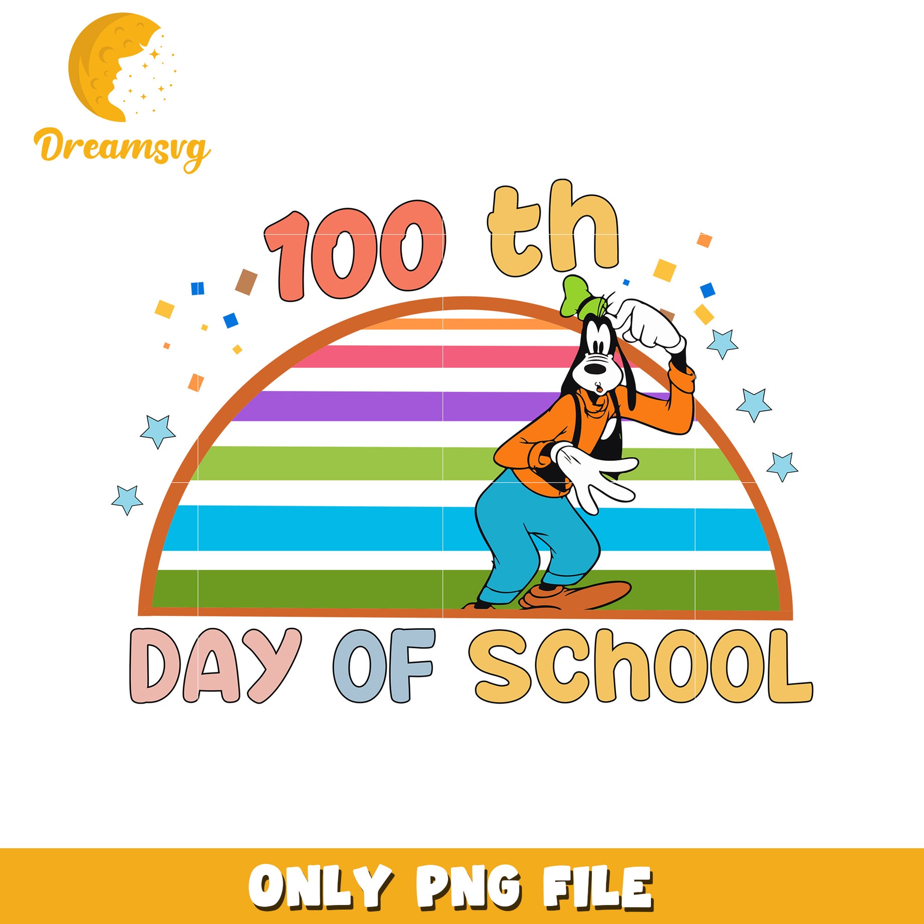 100th Day of School Goofy PNG Design for Kids Fun