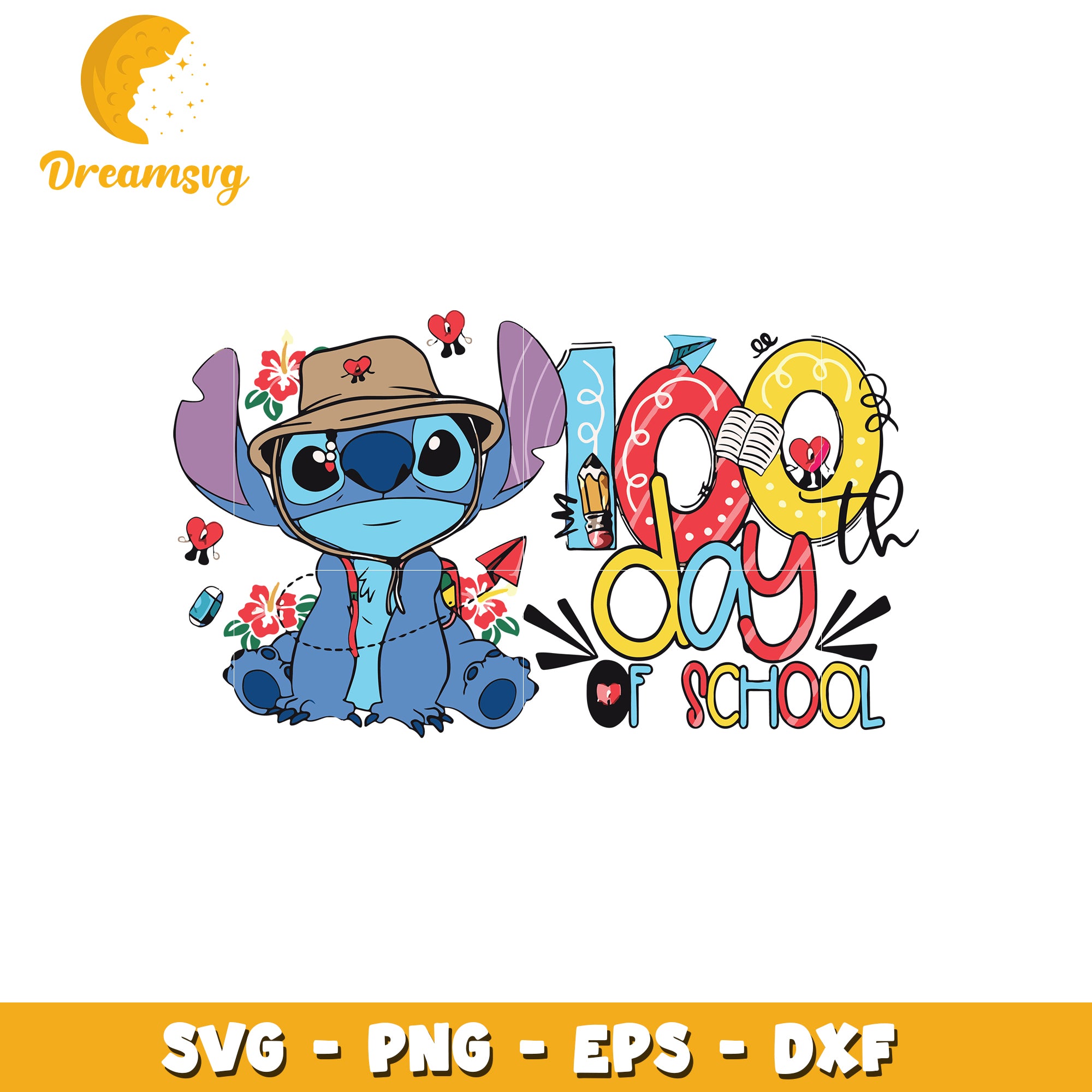 100th Day Of School Svg Fun Stitch Design For Kids – Dreamsvg Store