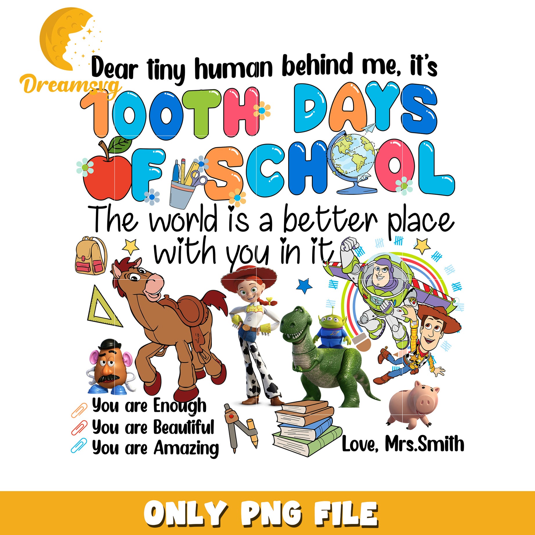 100th Days of School Celebration PNG File for Kids