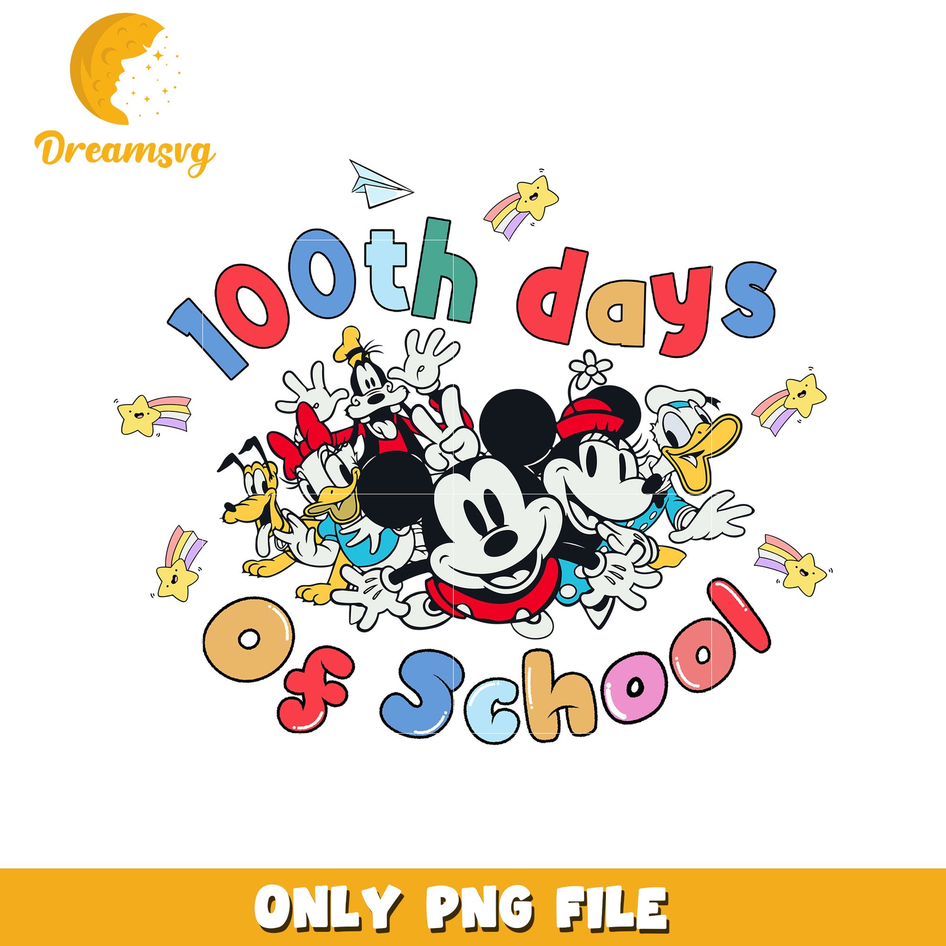 100th Days of School Mickey Mouse and Friends PNG Design