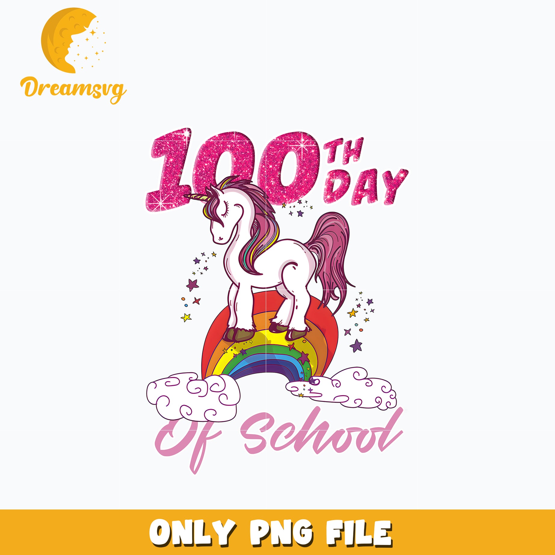 Unicorn 100 Days of School Png