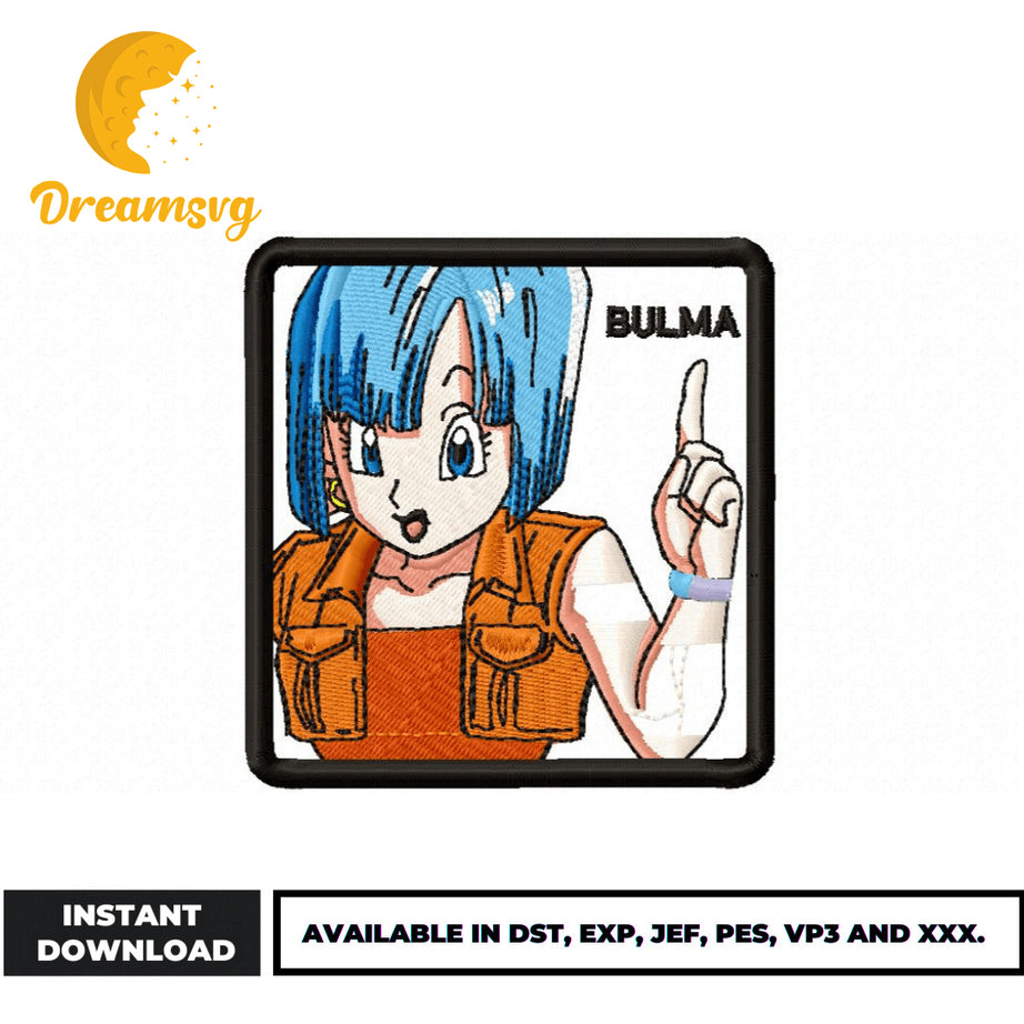 Bulma embroidery design, Dragon ball embroidery