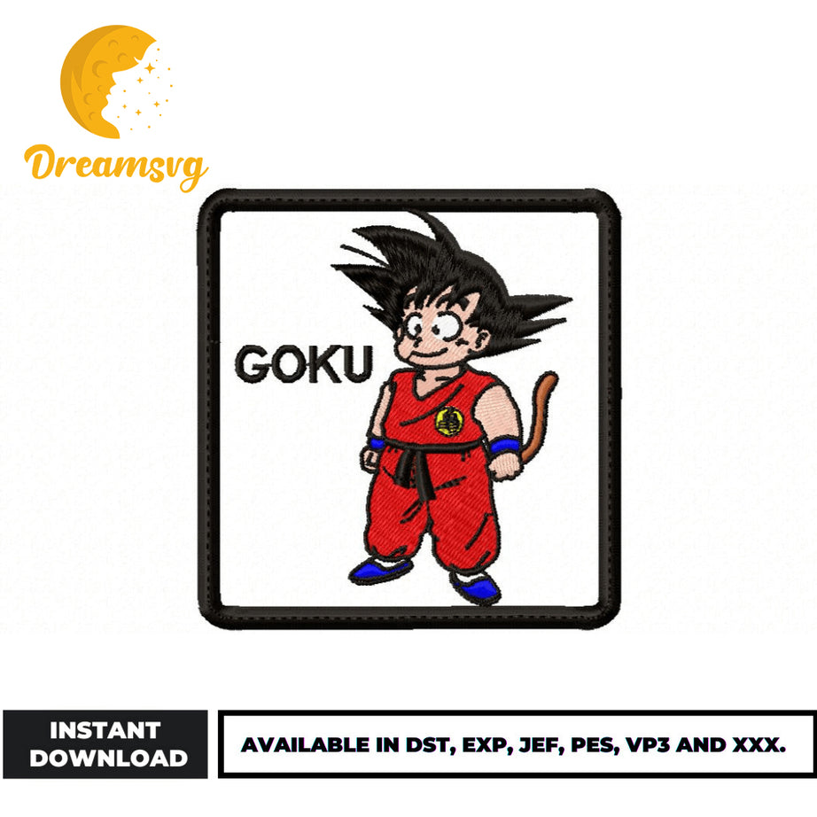 Son Goku embroidery design, Dragon ball embroidery