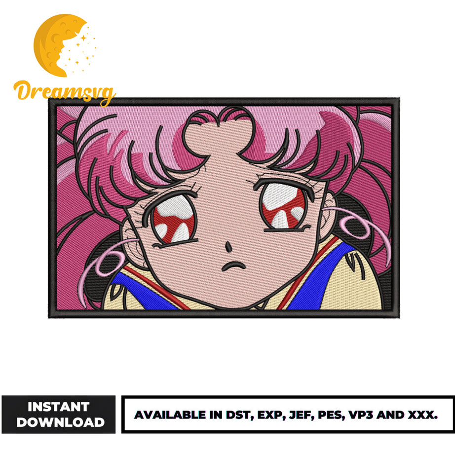 Chibiusa face embroidery design