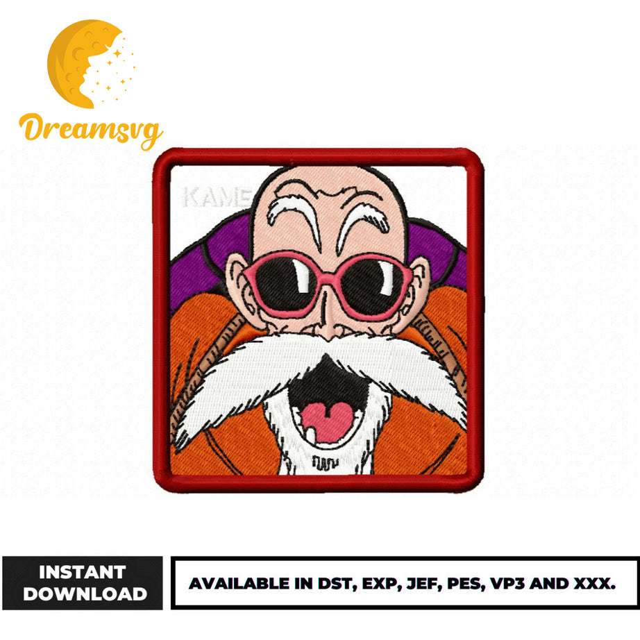 Master Roshi embroidery design, Dragon ball embroidery