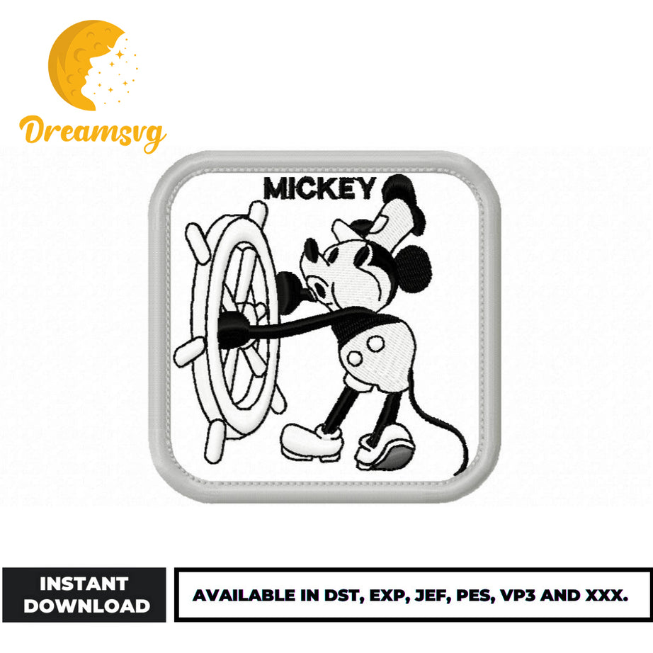 Steamboat Willie embroidery design, Disney embroidery