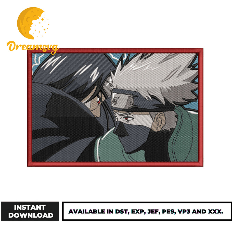 Kakashi vs itachi embroidery design