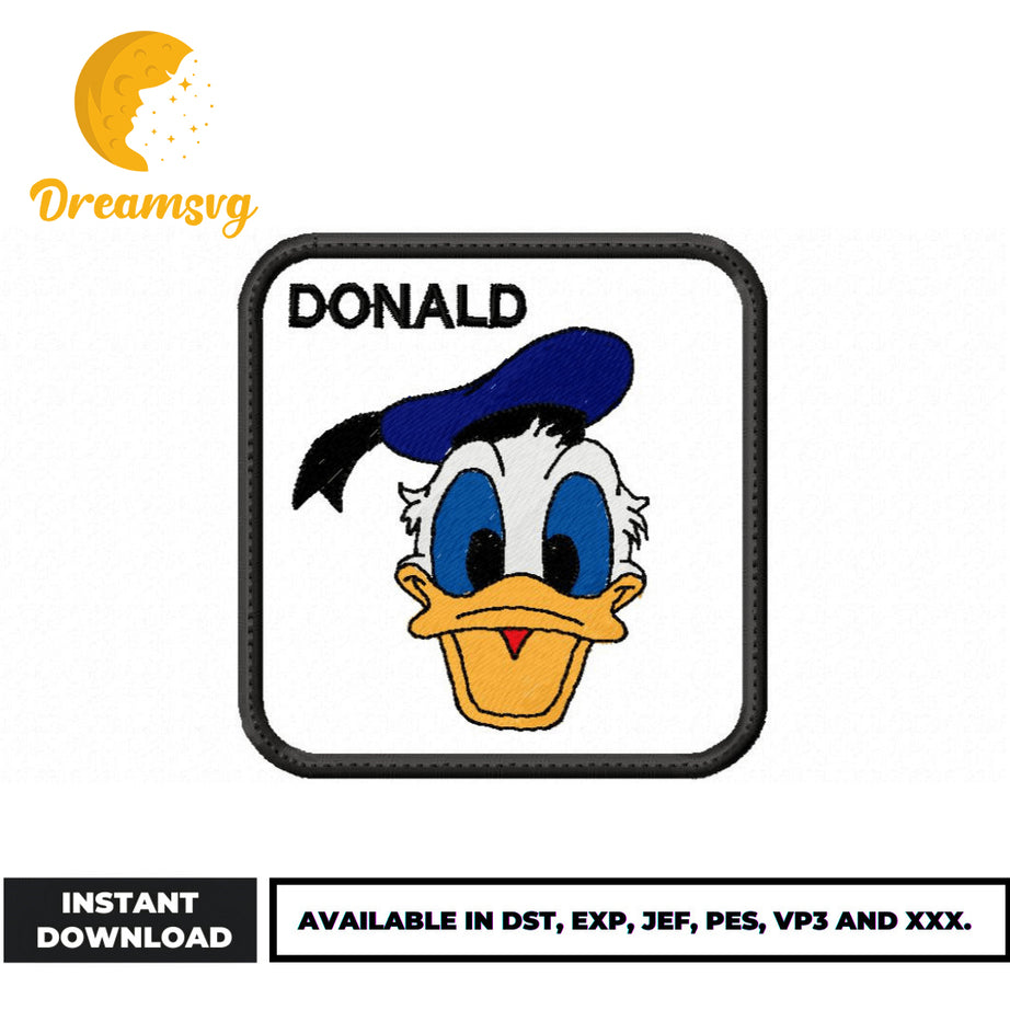 Donald Duck face embroidery design