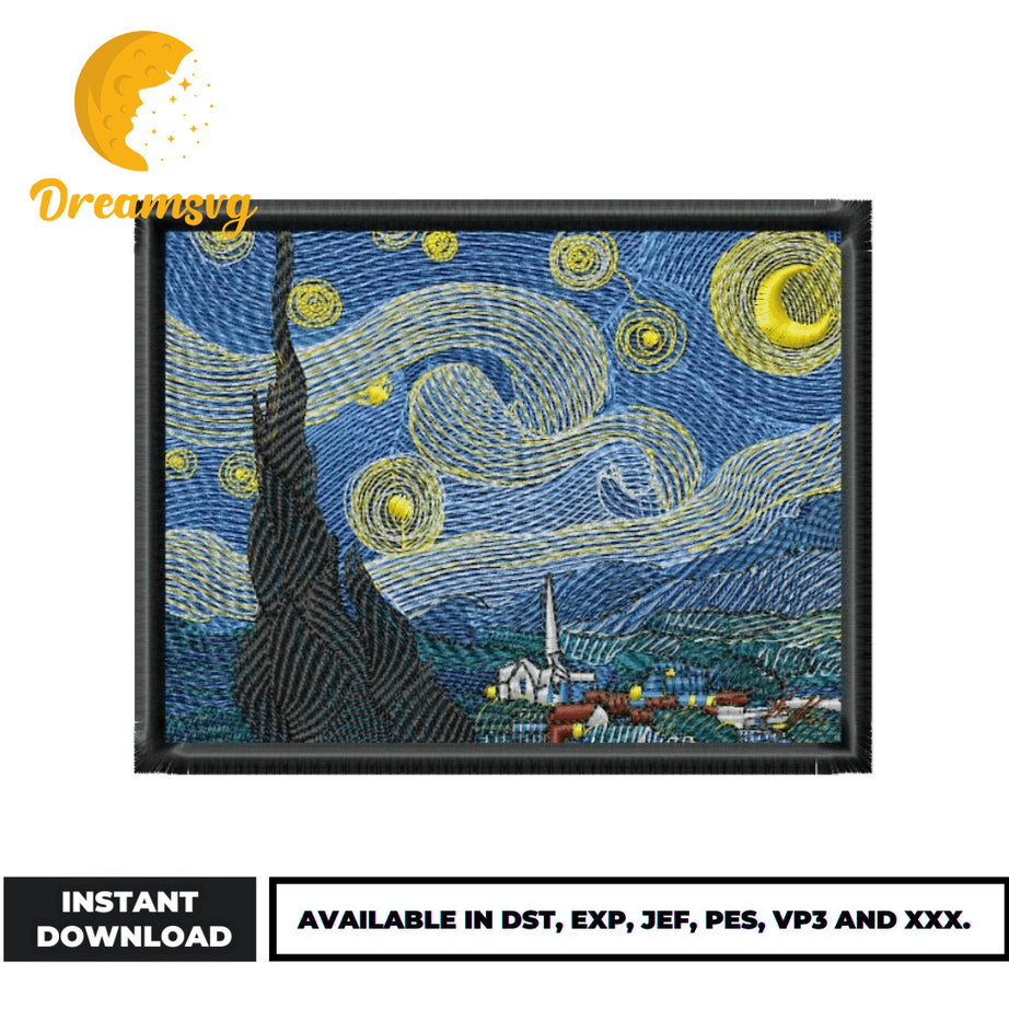 The Starry Night embroidery design