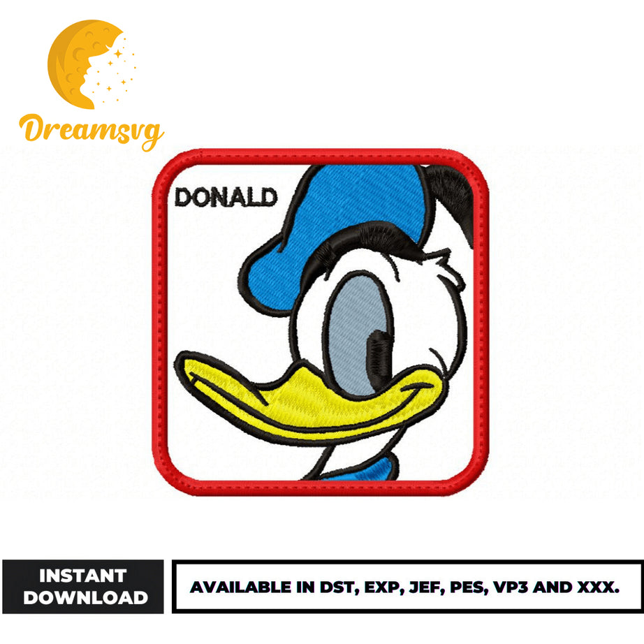 Donald Duck face embroidery design, disney embroidery