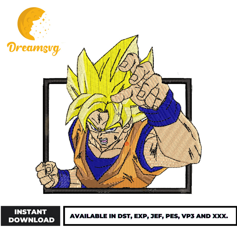 Super Saiyan Goku embroidery design