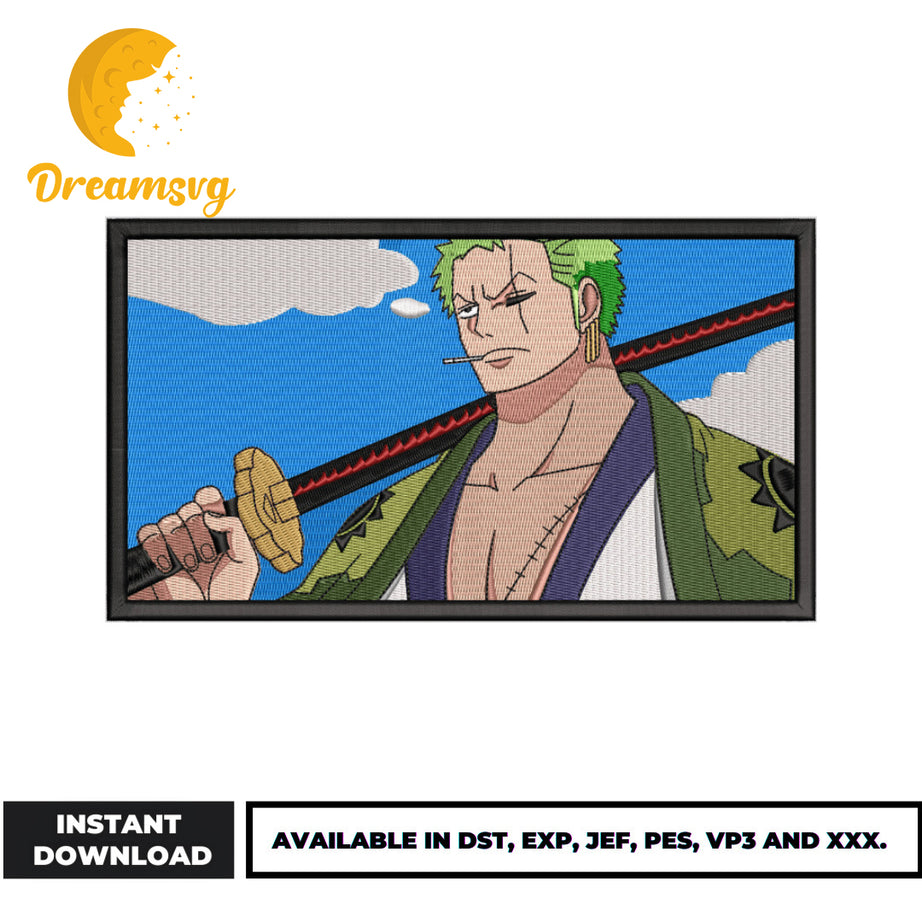 Roronoa Zoro embroidery design, one piece embroidery