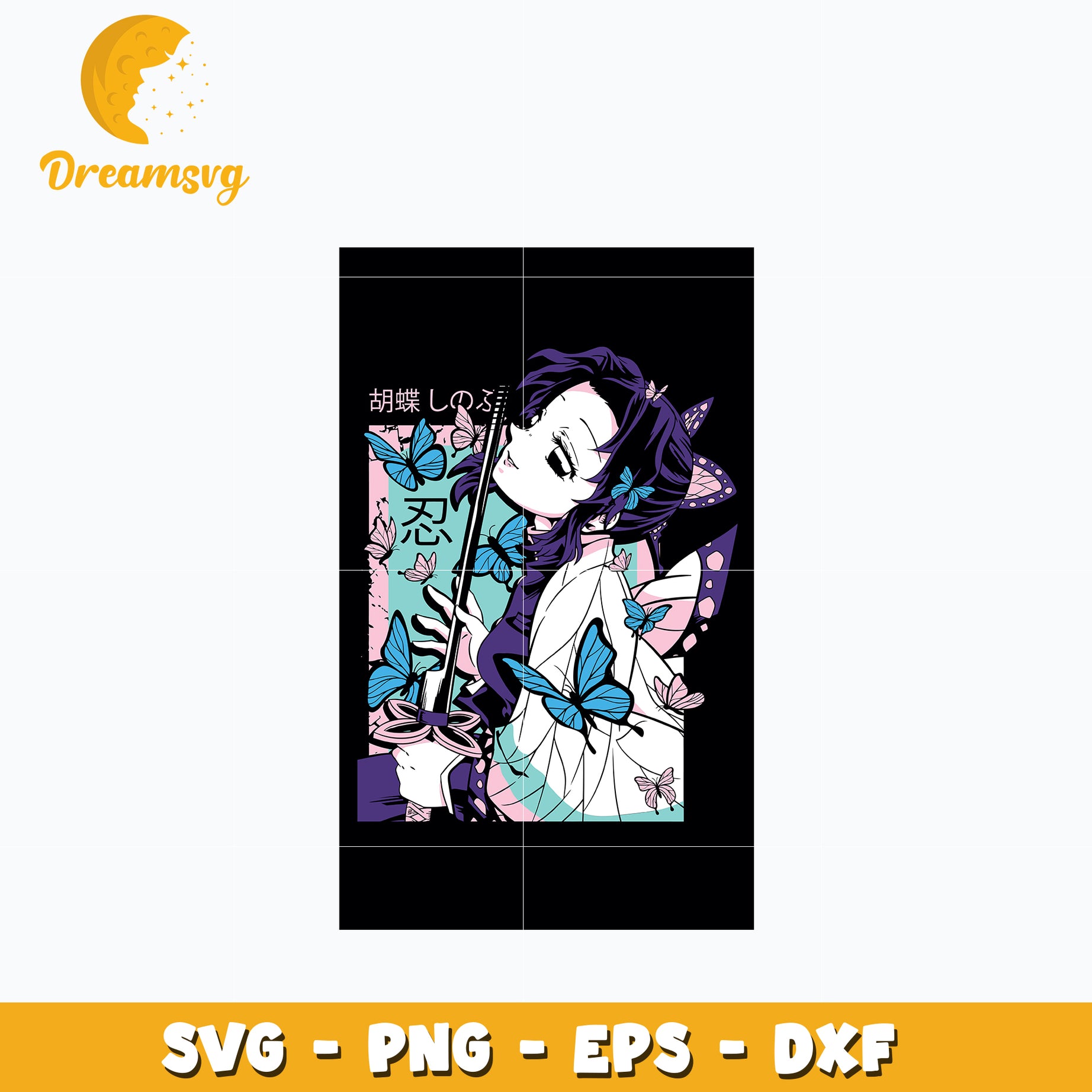 Shinobu kocho design svg, anime svg, Kimetsu no Yaiba svg