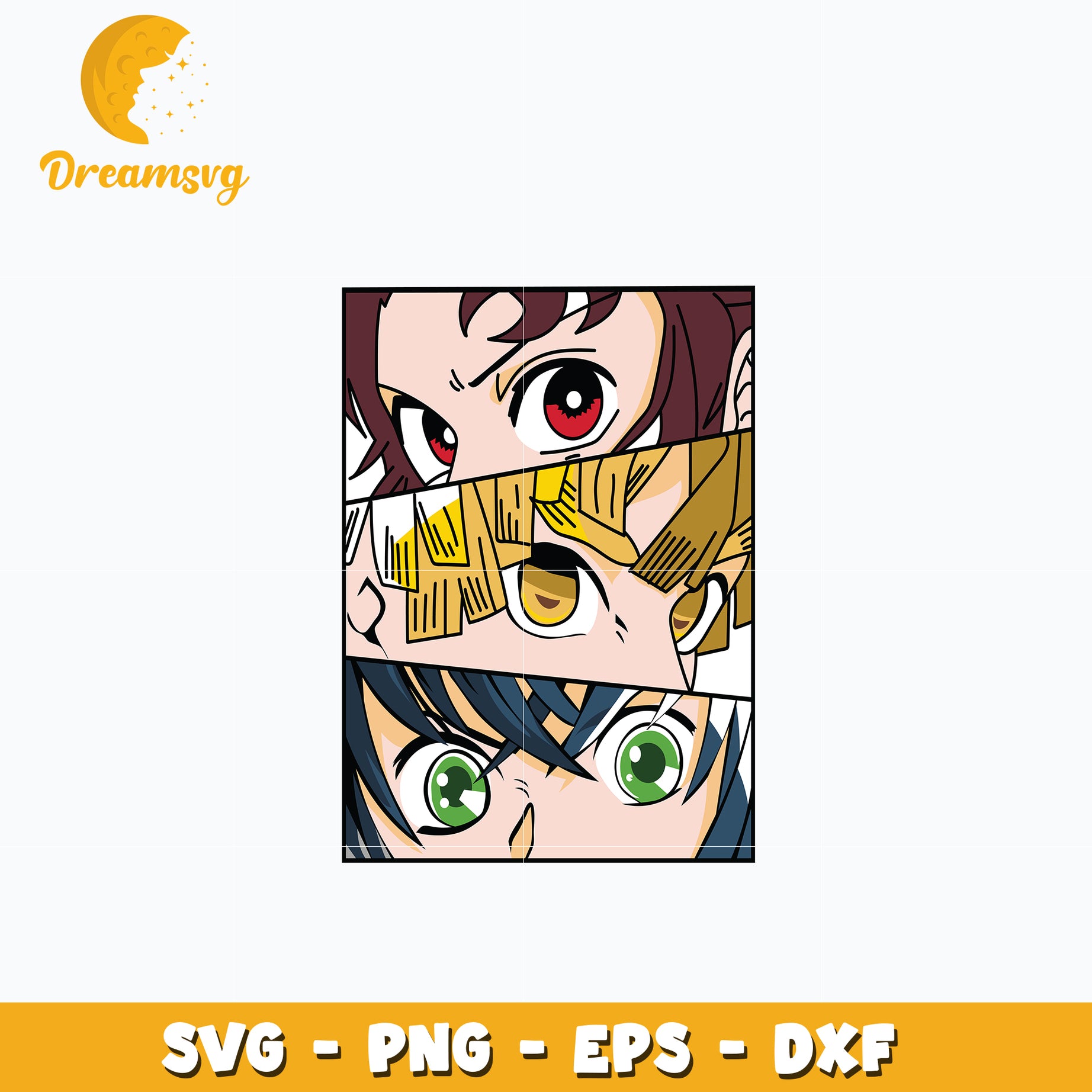 Tanjiro Zenitsu Inosuke eyes design svg, anime svg, Kimetsu no Yaiba svg