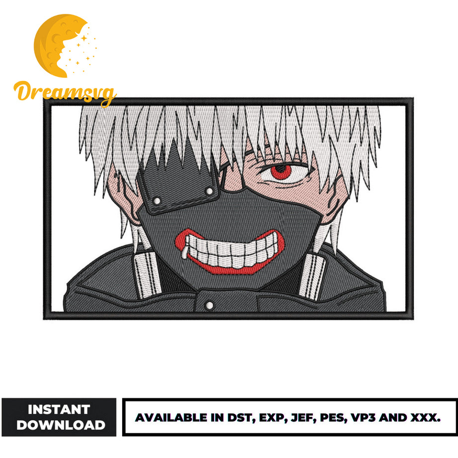 Ken Kaneki mask embroidery design