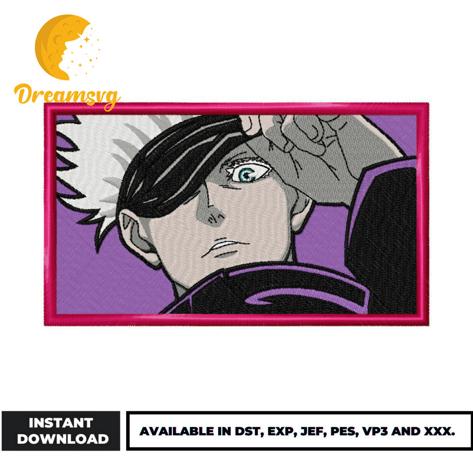 Gojo satoru embroidery design,  jujutsu kaisen embroidery