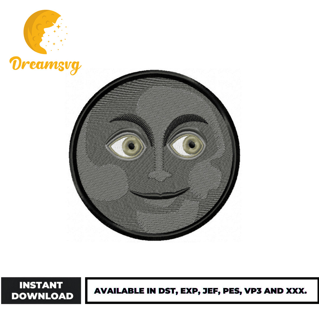 Black Moon face embroidery design