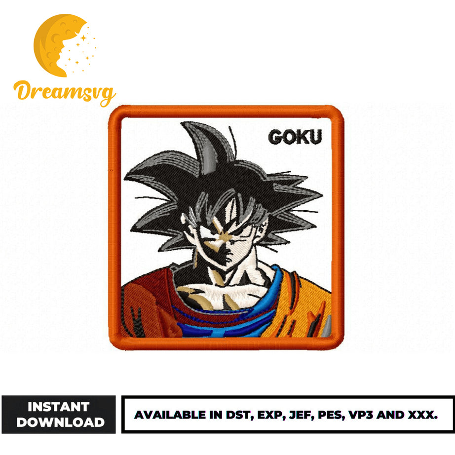 Son goku face embroidery design, Dragon ball embroidery