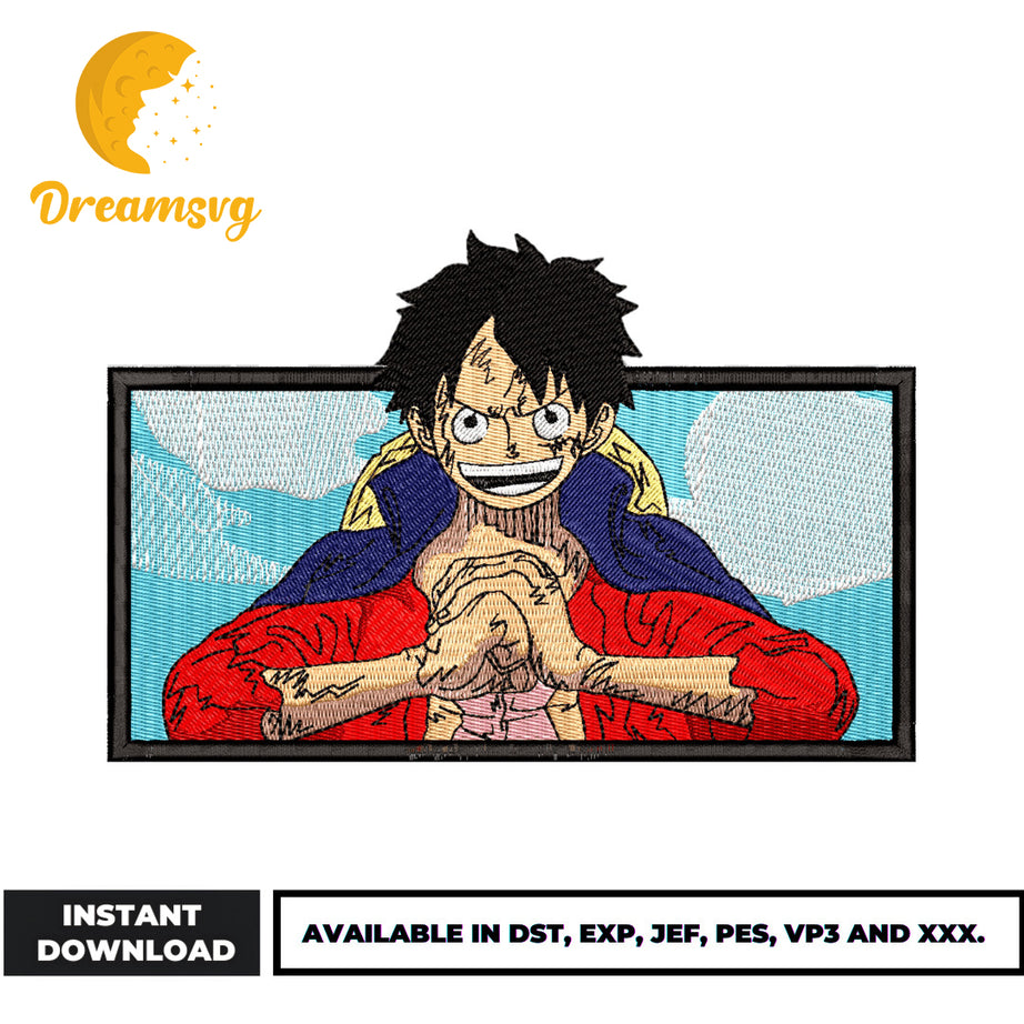 Monkey D. Luffy laugh embroidery design